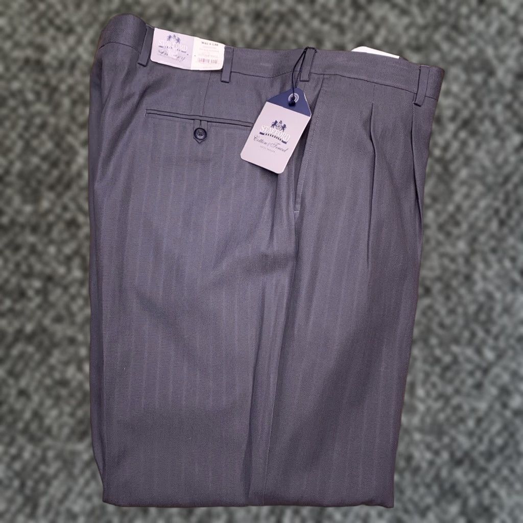 Stafford Stafford Pants Dress Pants 40x30 Gray Cotton Tencel Pleated Cuffed New Classic Men Regular Shirt? Size US 40 / EU 56 - 1 Thumbnail