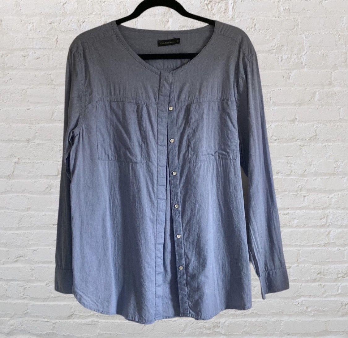 Calvin Klein CALVIN KLEIN LONG SLEEVE BUTTON UP BLOUSE TOP WITH POCKETS Size M / US 6-8 / IT 42-44 - 2 Thumbnail