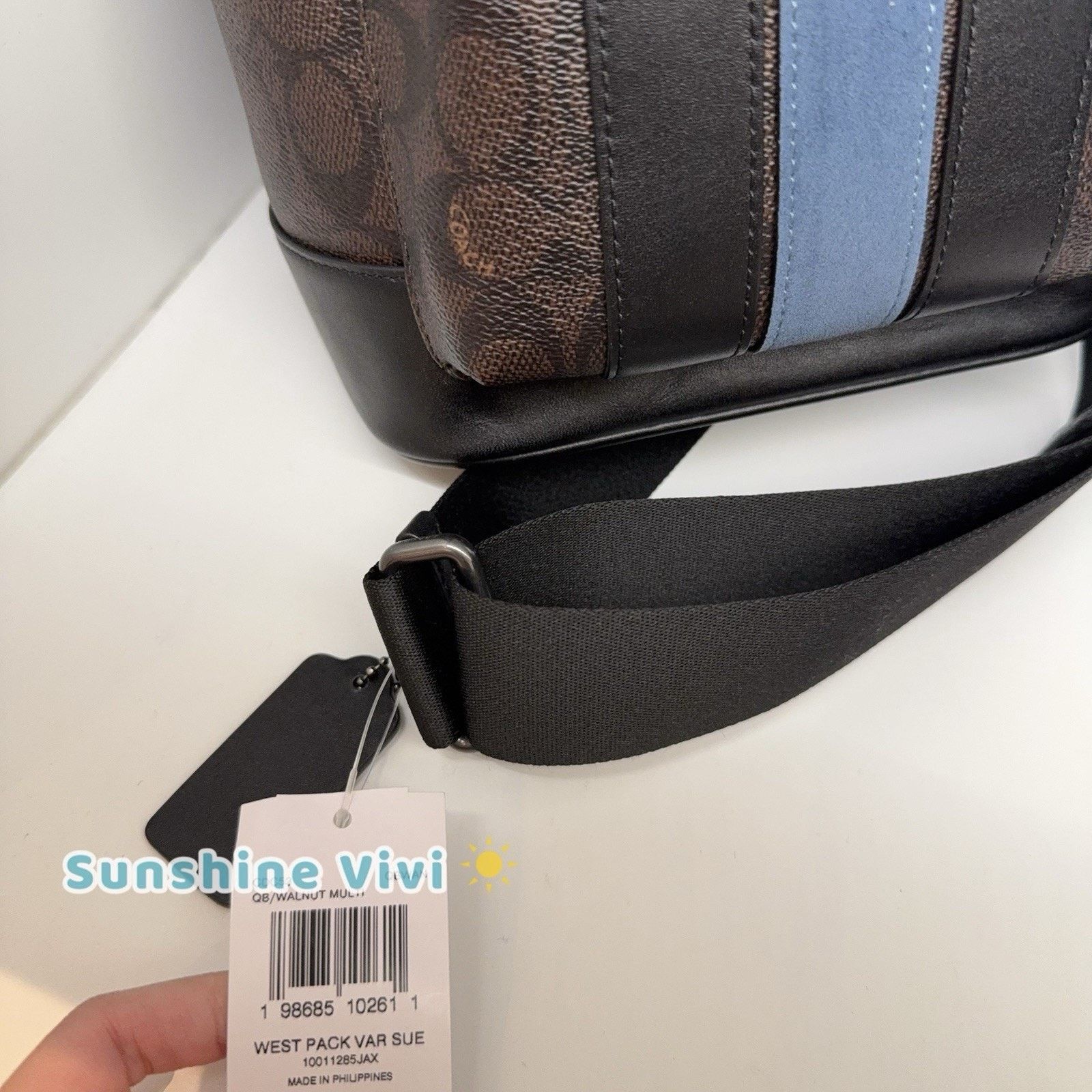 Coach NWT Coach West Pack Varsity Stripe Blue Sling Bag CDC53 Size ONE SIZE - 2 Thumbnail