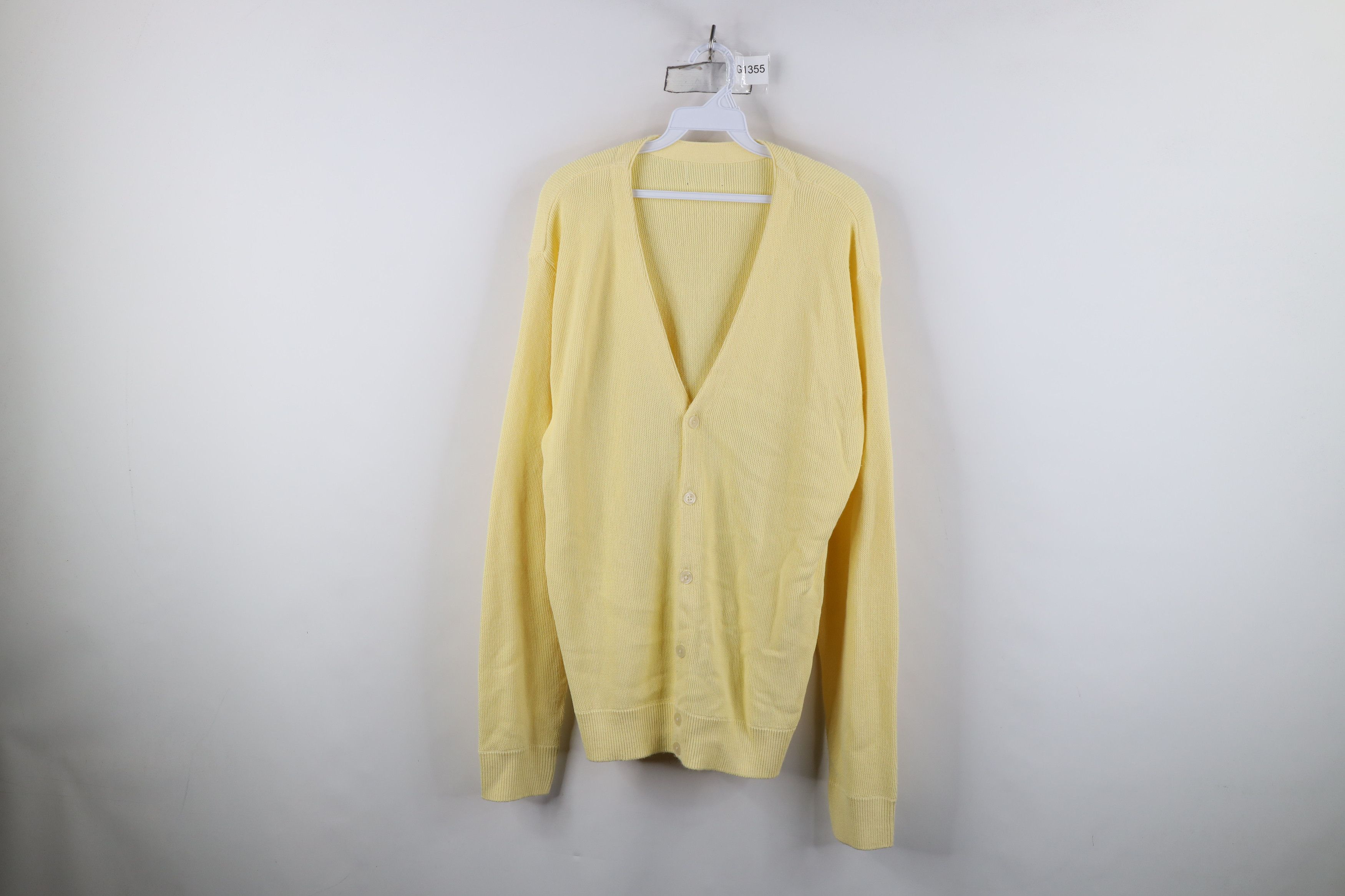 Vintage Vintage 70s Streetwear Knit Cardigan Sweater Yellow Acrylic Size US XL / EU 56 / 4 - 1 Thumbnail