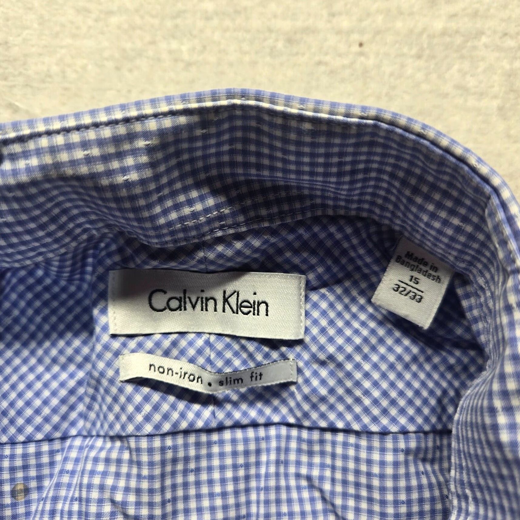 Ralph Lauren VINTAGE Ralph Lauren Men Dress Shirt Long Sleeve Non-Iron Blue Checkered Slim Fit 15 32/33 Size 40R - 2 Thumbnail