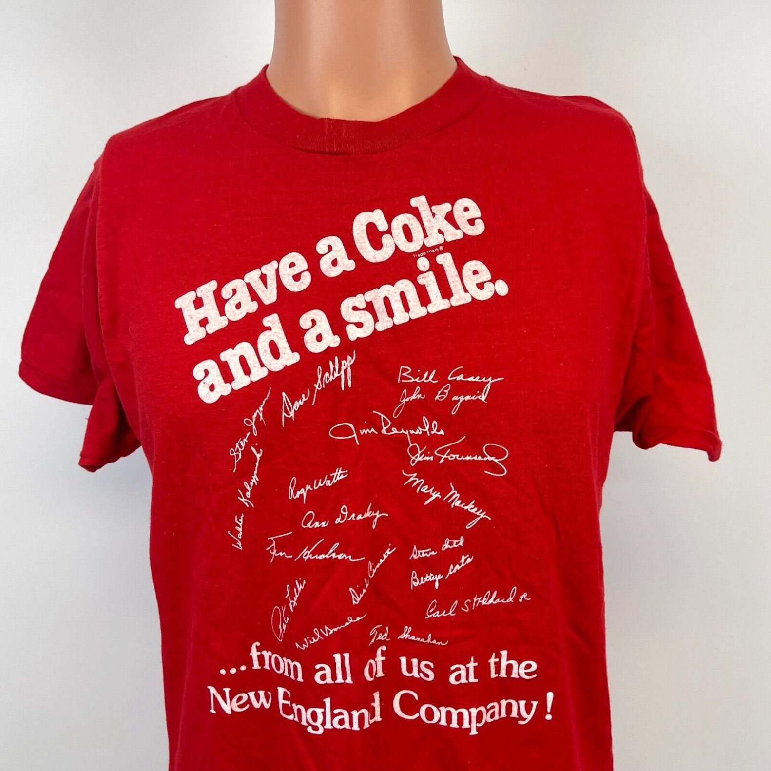 image of Screen Stars Coca Cola Have A Coke And A Smile Single Stitch T Shirt VTG 80's Made In Usa L in Whit