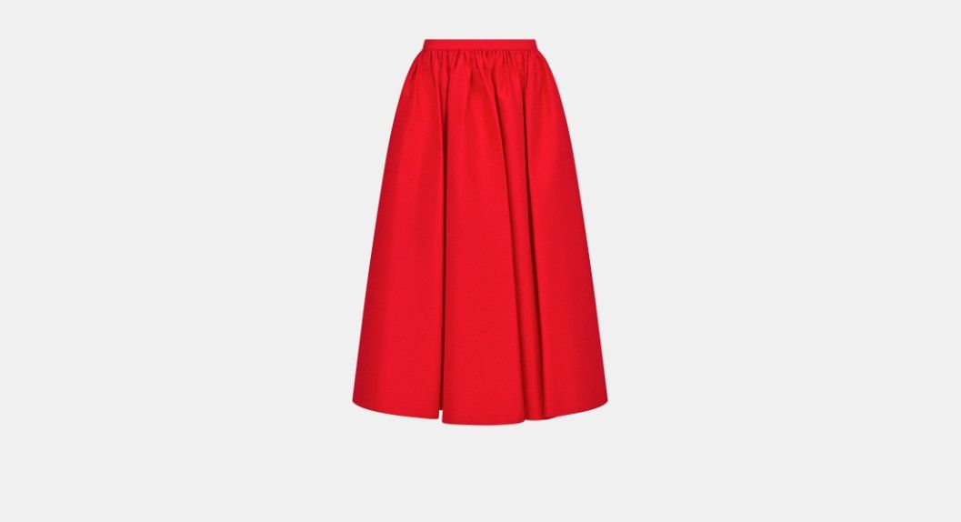 Dior o1w1db10225 Dupioni Silk Skirt in Red Size 28" / US 6 / IT 42 - 1 Thumbnail
