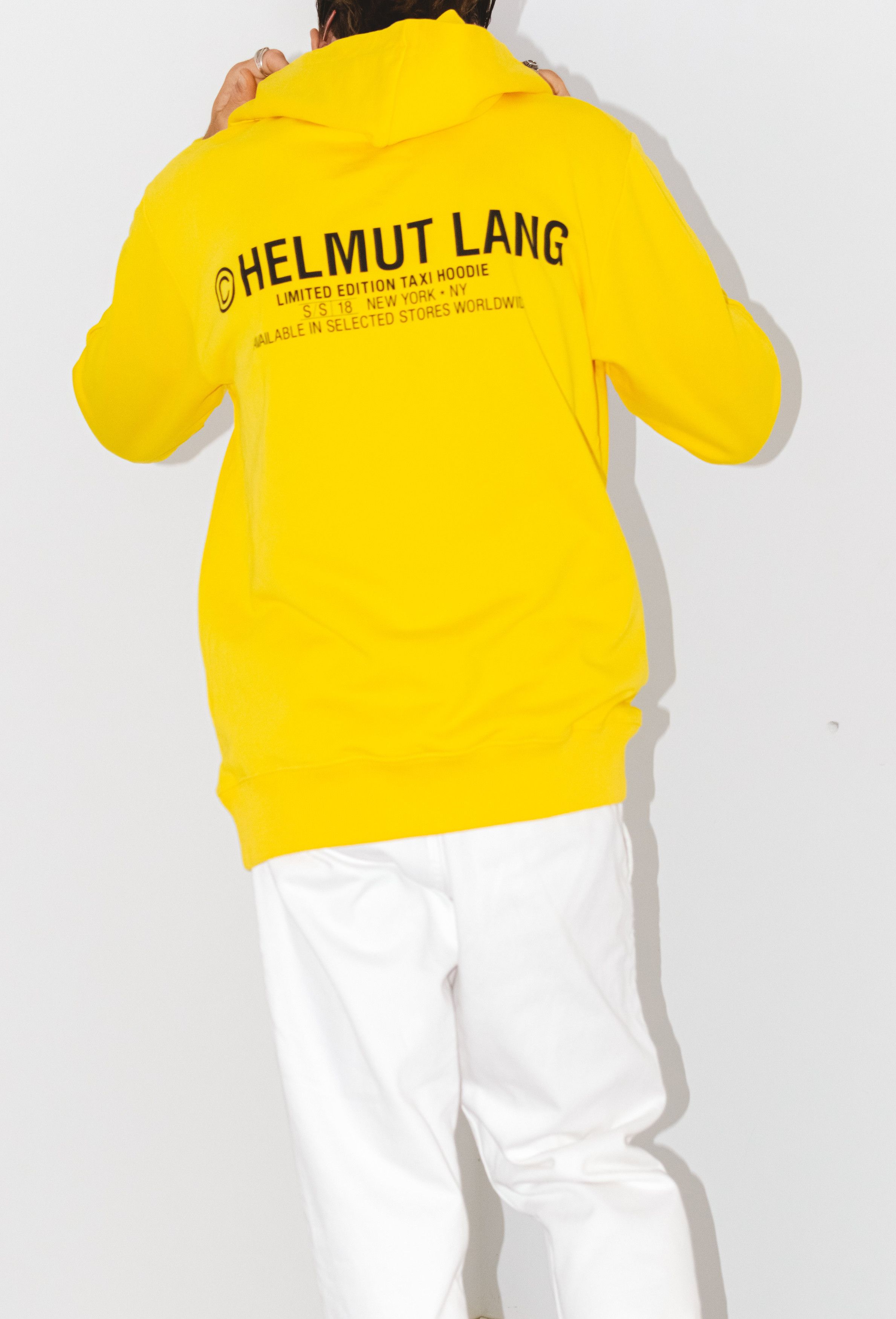 image of Limited Edition Taxi Helmut Lang Yellow Black Relaxed Hoodie, Men's (Size Large)
