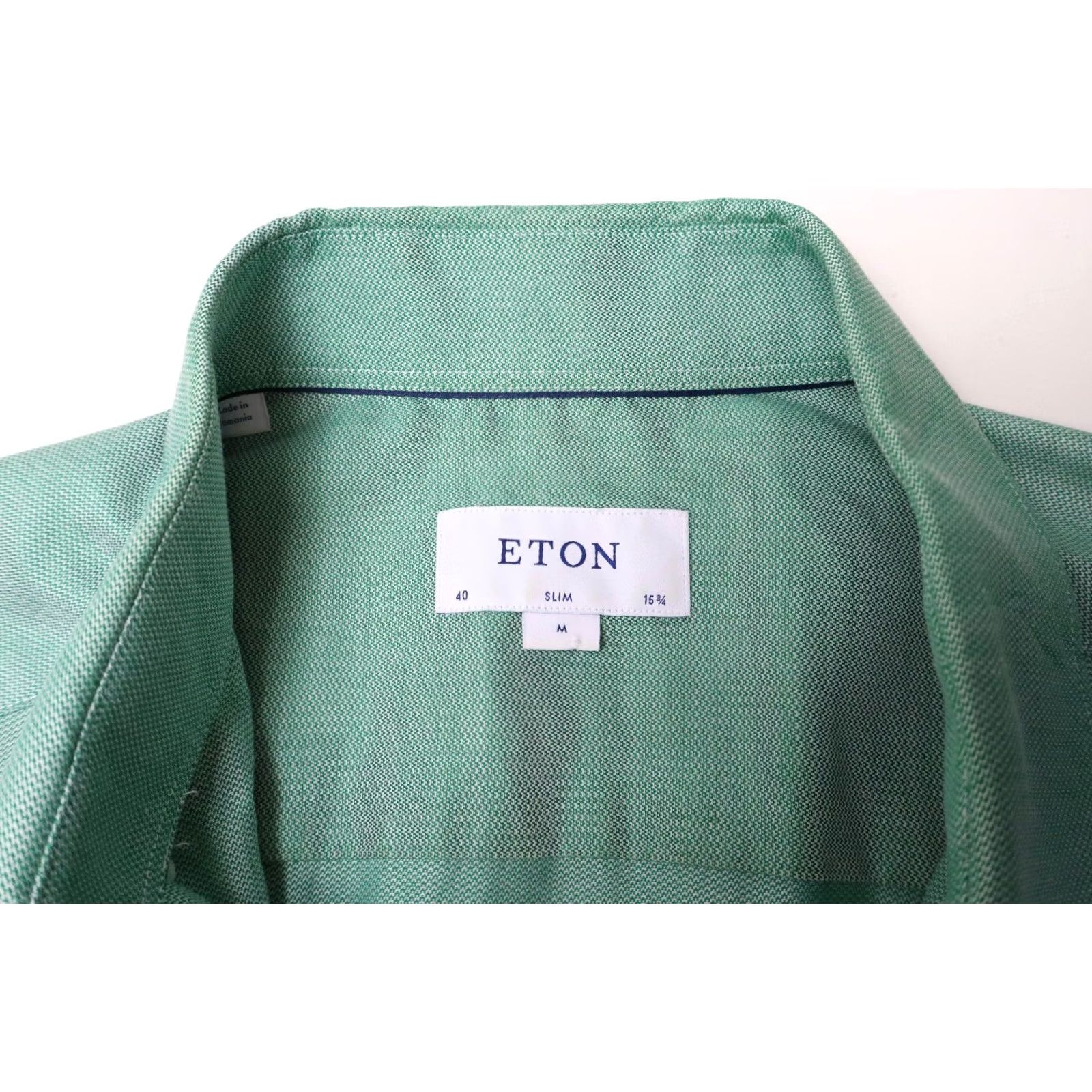 Eton Eton Shirt Men's MEDIUM Green Collared Button-Up Cotton Tencel Stretch Slim Size US M / EU 48-50 / 2 - 7 Thumbnail