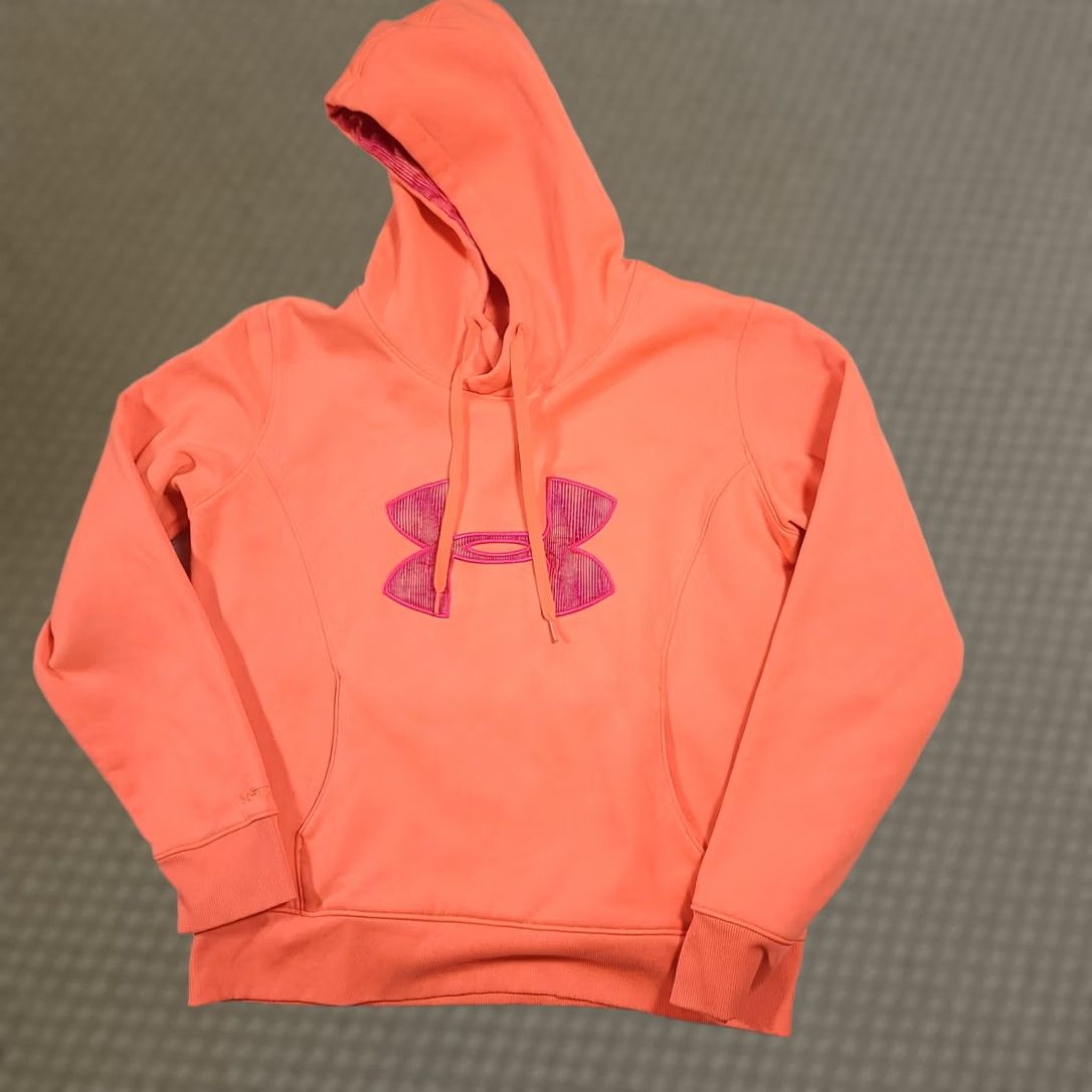 Under Armour Under Armour Hoodie Womens L Orange Fleece Hooded Sweatshirt Embroidered Logo Size L / US 10 / IT 46 - 1 Thumbnail