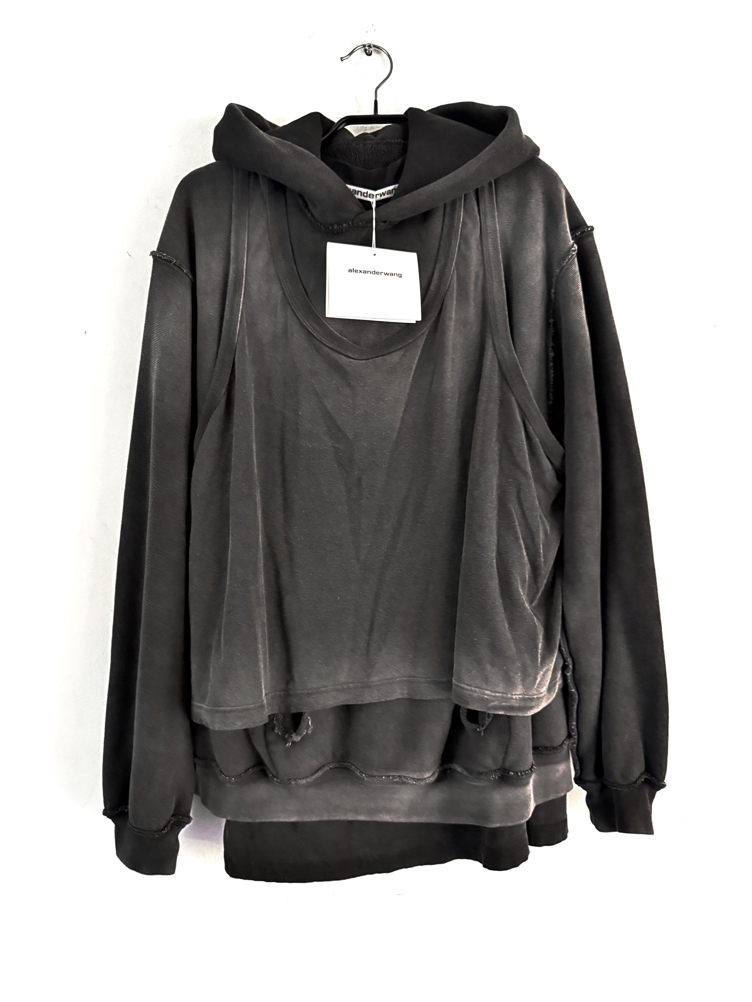 Alexander Wang Oversize Triple Layer Sweatshirt Hooded Distressed Size US S / EU 44-46 / 1 - 12 Thumbnail