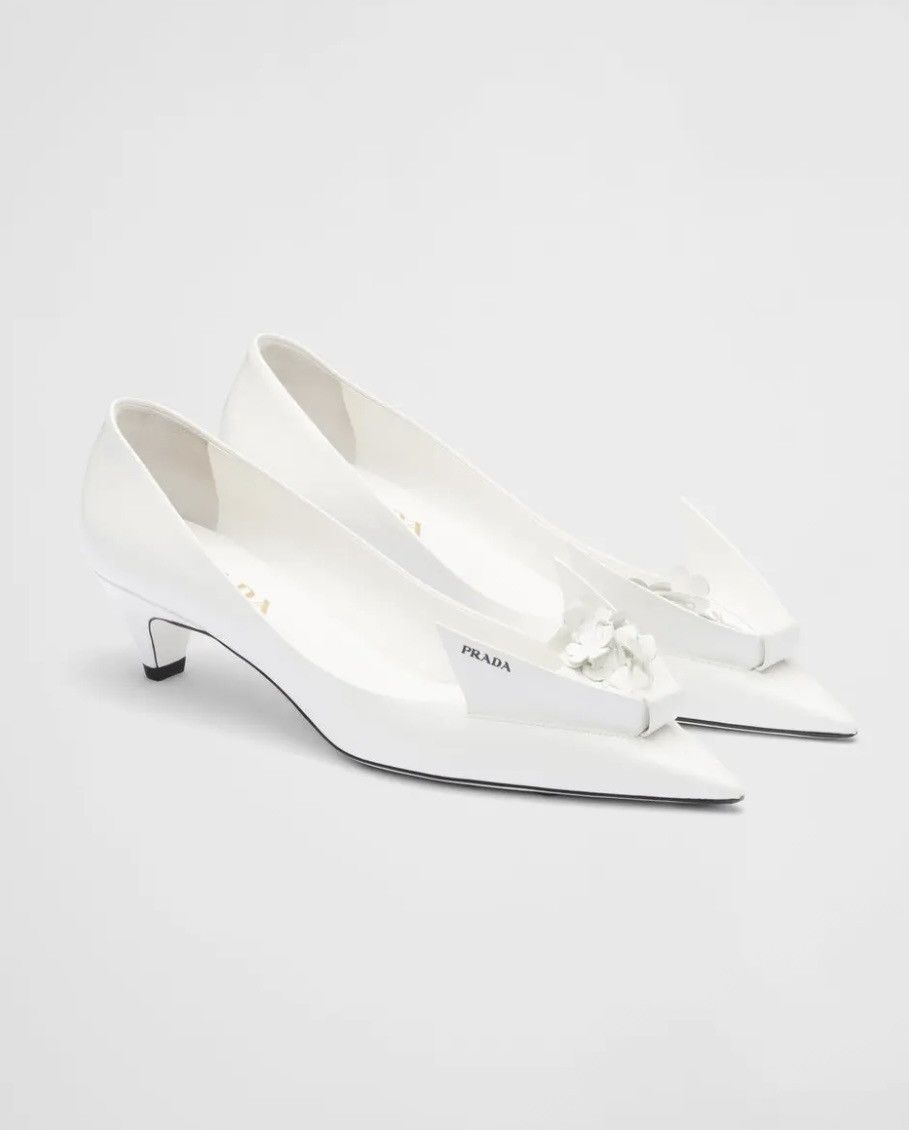 Prada PRADA Bunny Brushed Leather Kitten Heel Pumps Floral Size US 9 / IT 39 - 1 Thumbnail
