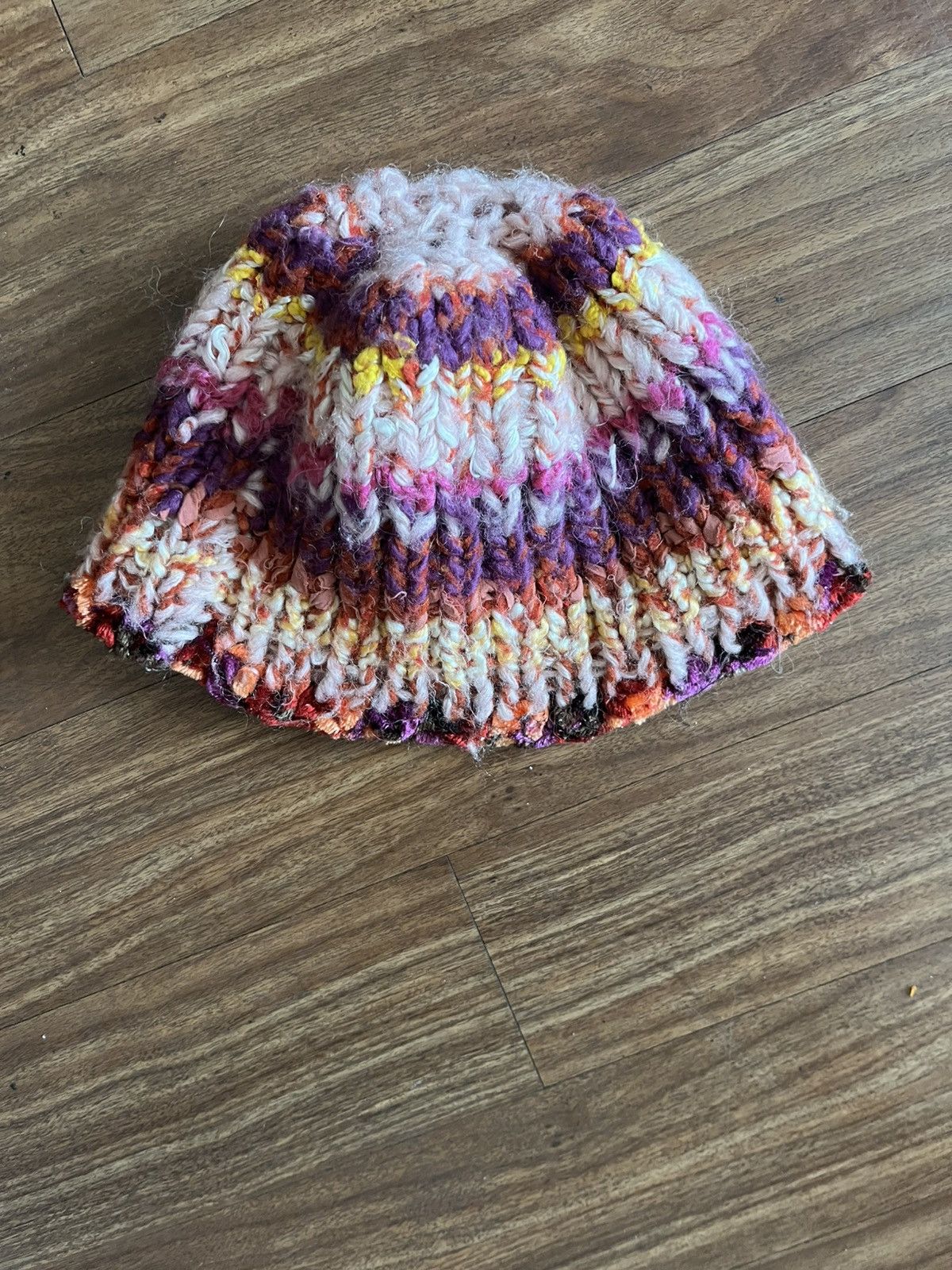 Handmade Multicolor Striped Knit Beanie #kidcore Size ONE SIZE - 1 Preview