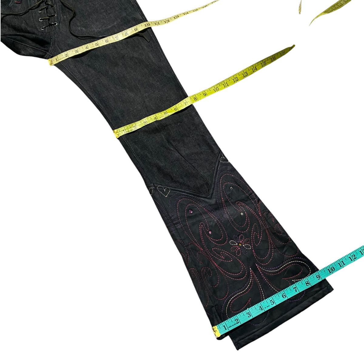 Japanese Brand EXCLUSIVE CLUTCH Lace up Denim Flare Jeans Size 28" / US 6 / IT 42 - 18 Thumbnail