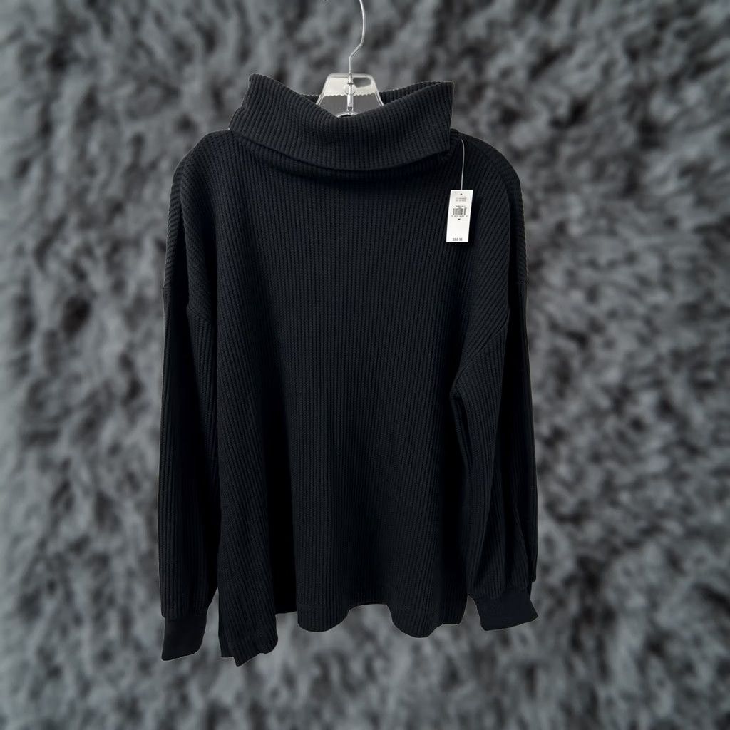 Gap Gap Womens M Black Thermal Waffle Knit Turtleneck Pullover Sweater NWT Size M / US 6-8 / IT 42-44 - 1 Thumbnail