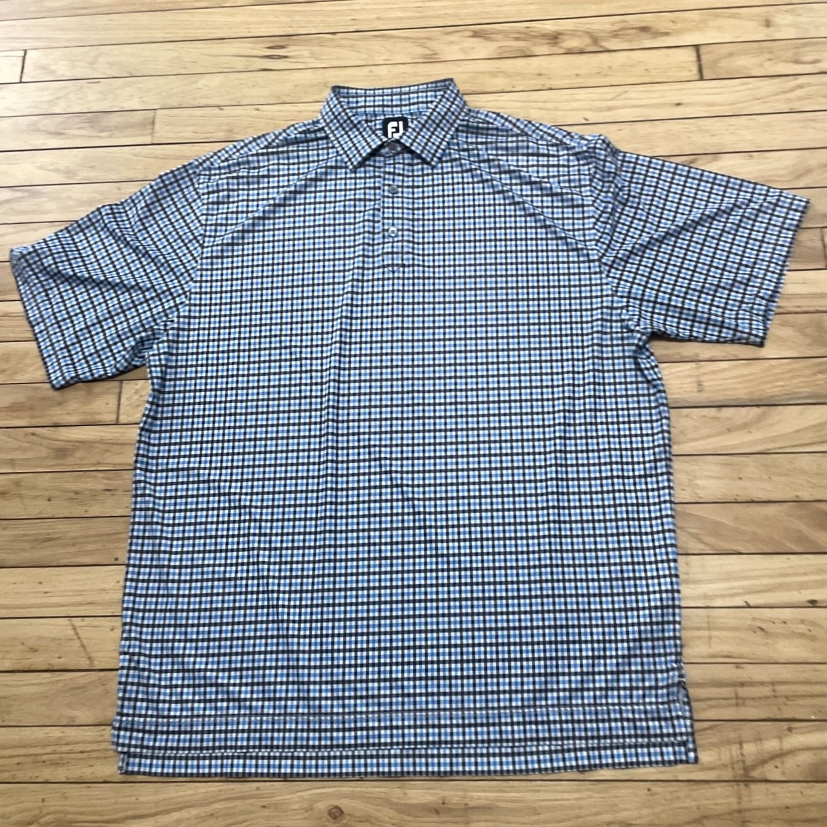 Footjoy FootJoy Polo Shirt Men L Blue Black Check Plaid Preppy Golf Jersey Stretch FJ L Size US L / EU 52-54 / 3 - 2 Thumbnail