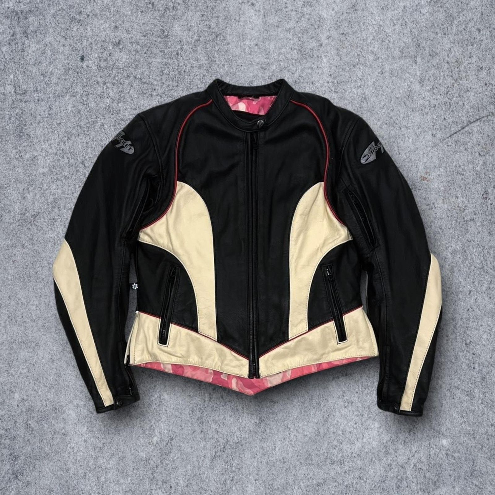 Joe Rocket Joe Rocket Black & Cream Leather Motorcycle Jacket Size M / US 6-8 / IT 42-44 - 1 Thumbnail