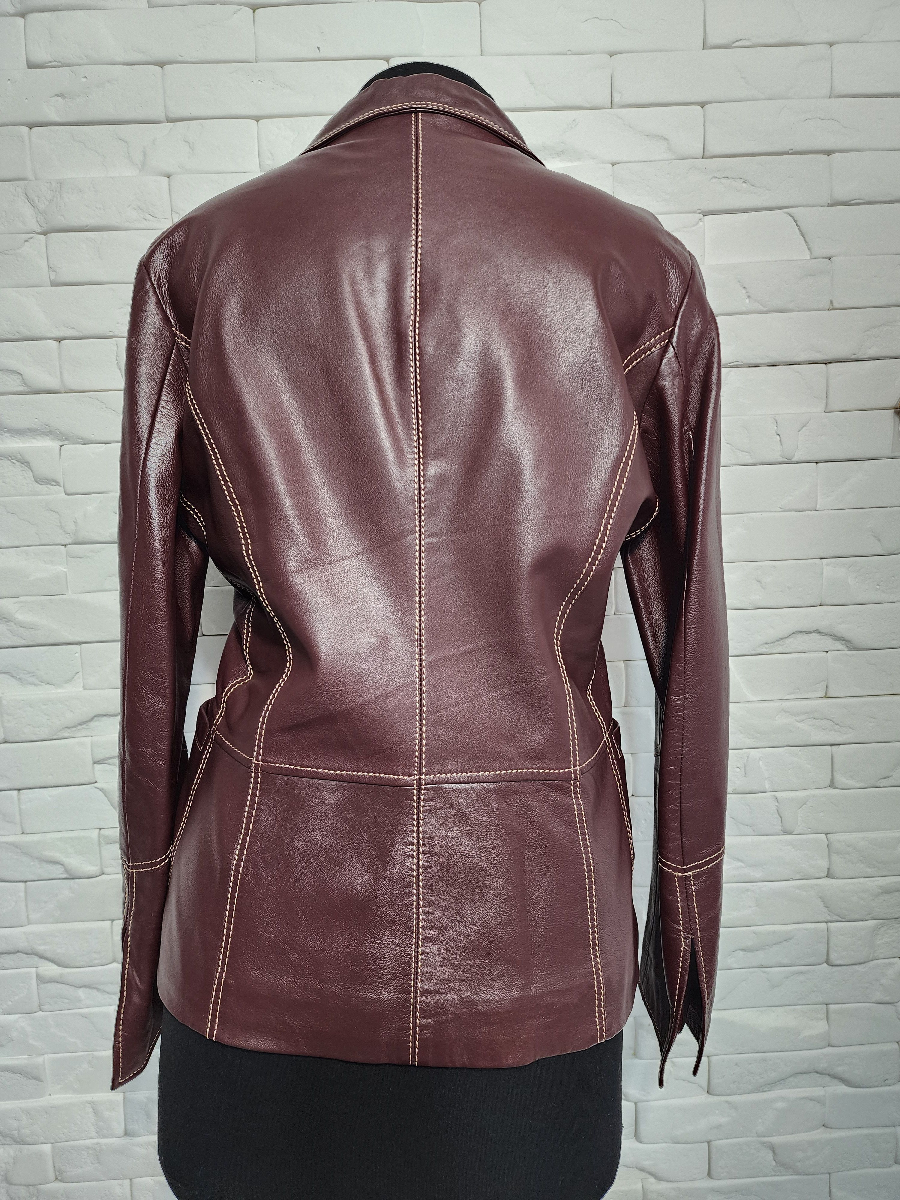 Other Brown Leather Jacket: Women's Button-Up with Pockets Size L / US 10 / IT 46 - 4 Thumbnail