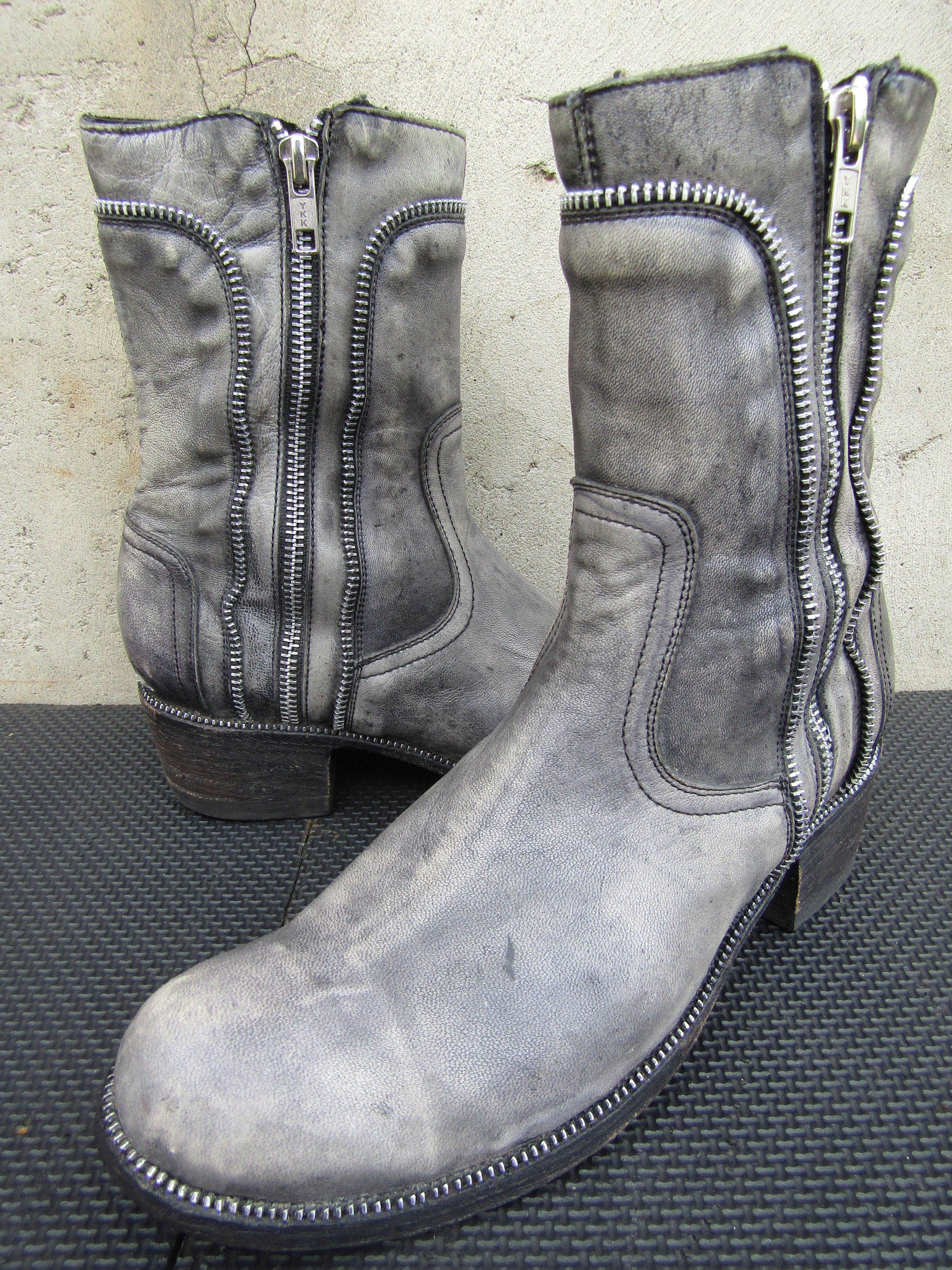 Old Gringo Old Gringo Distressed Gray Leather Low Western Zipper Accent Size US 7 / IT 37 - 2 Thumbnail