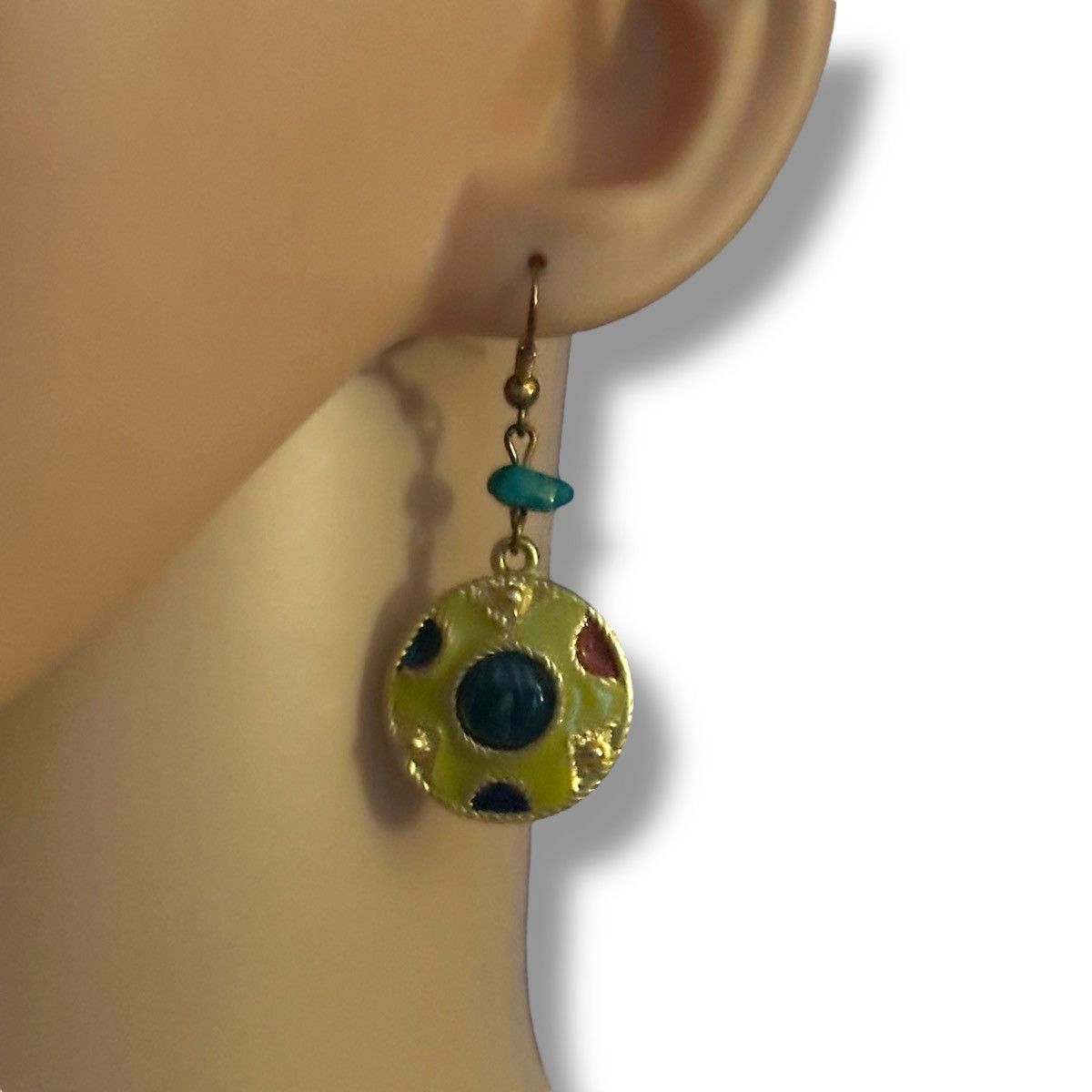 Other Enamel cabochon stone medallion dangle earrings Size ONE SIZE - 2 Thumbnail