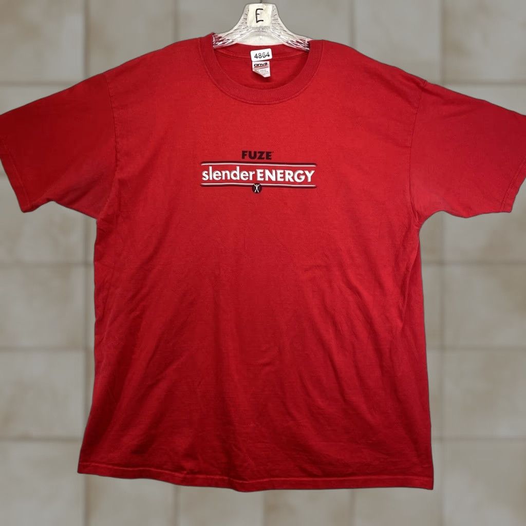 Anvil VINTAGE Anvil Fuze T-Shirt Promo 90s Y2K Men XL Red Solid Short Sleeve Crew Neck Double-Sided Size US XL / EU 56 / 4 - 1 Thumbnail