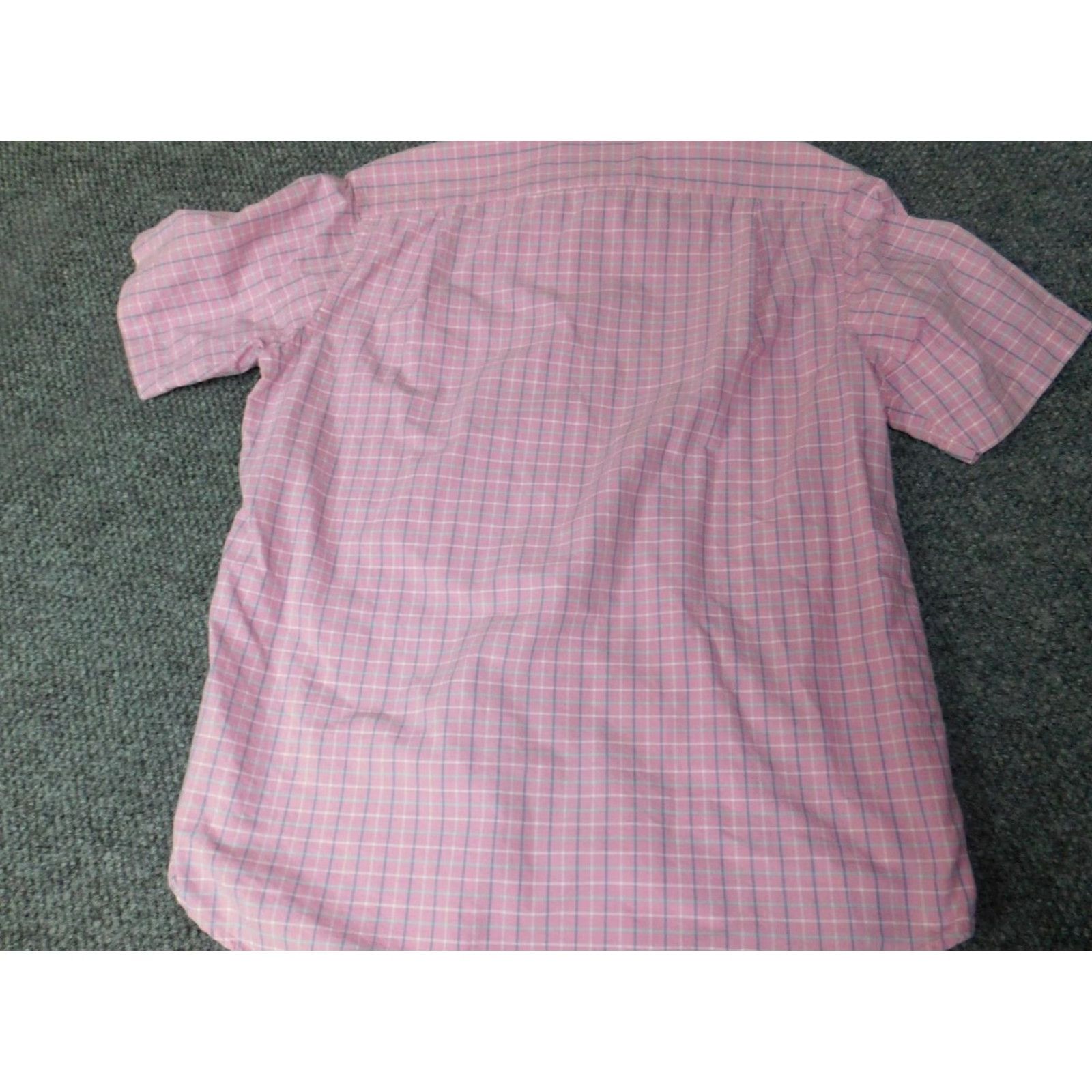 Cremieux Cremieux Shirt Mens Medium Pink Plaid Button-Down Knit Cotton Short Sleeve Collared Pocket Classic Size US M / EU 48-50 / 2 - 7 Thumbnail