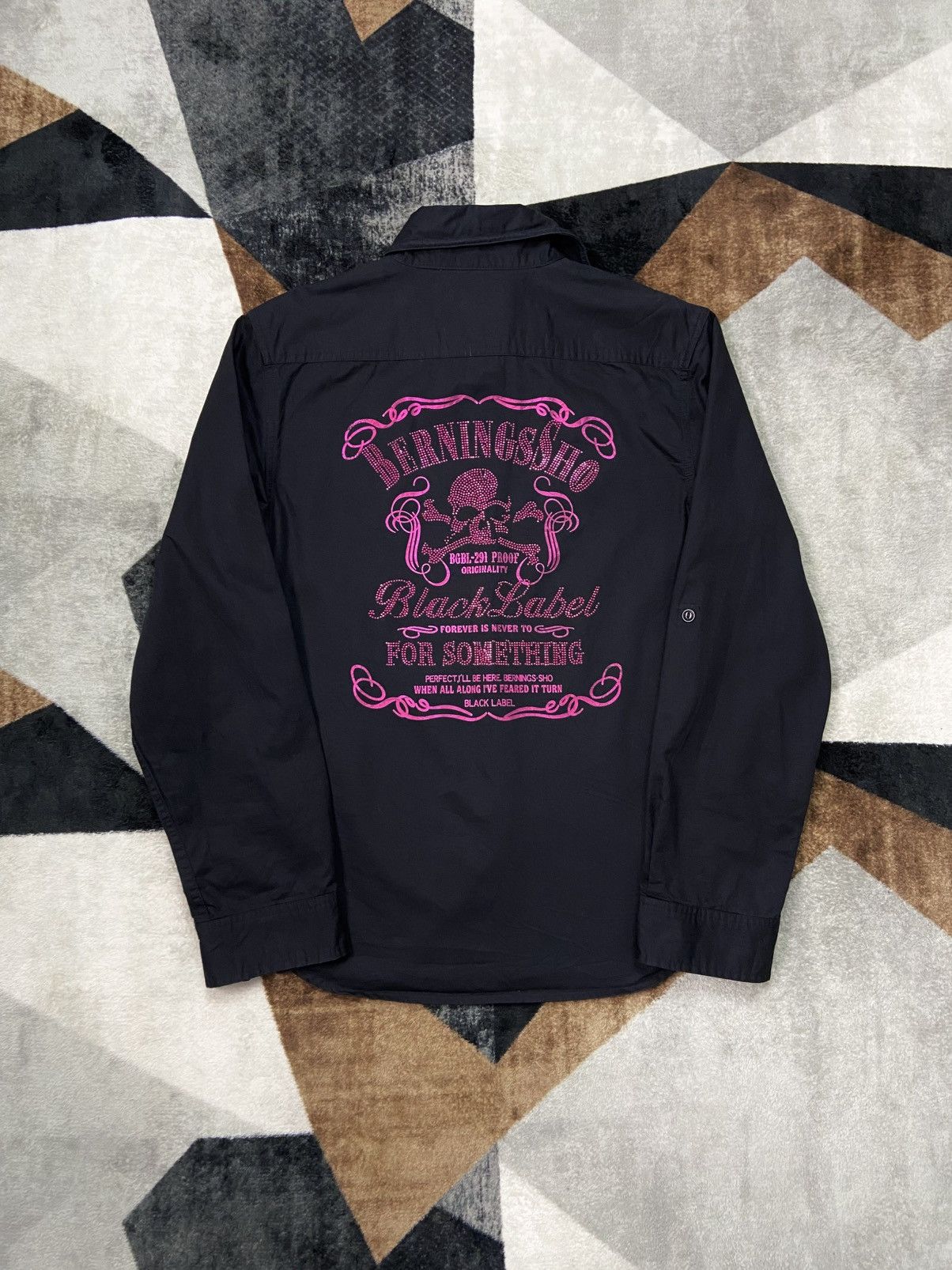 Bernings Sho Rhinestone Skull Shirt Wired Collar Japan Rock