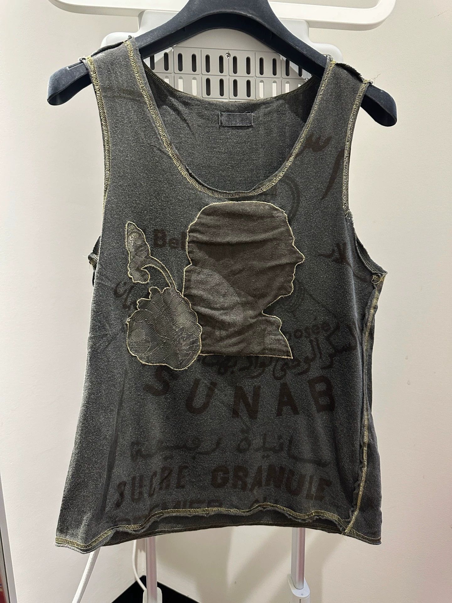 Share Spirit Homme ShareSpirit Black Gray Colorblocked Lace Figure Tank Size XS / US 0-2 / IT 36-38 - 3 Thumbnail