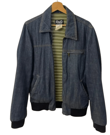 Dolce & Gabbana Bomber Jacket Denim Crop Short Leather EX0132 Size US S / EU 44-46 / 1 - 1 Thumbnail