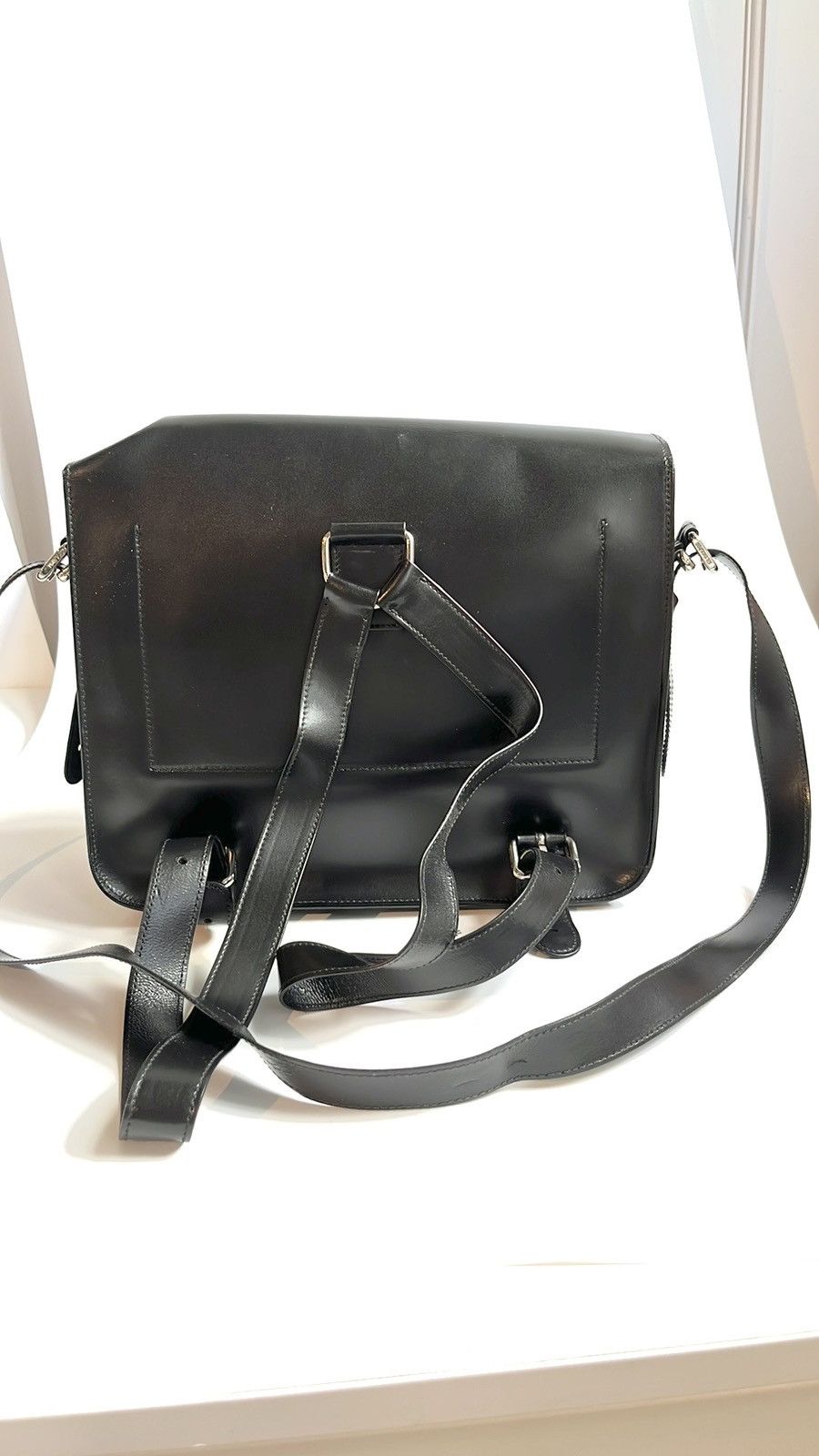 Jil Sander Jil Sander Navy Leather Convertible Buckled-Flap Backpack Size ONE SIZE - 3 Thumbnail