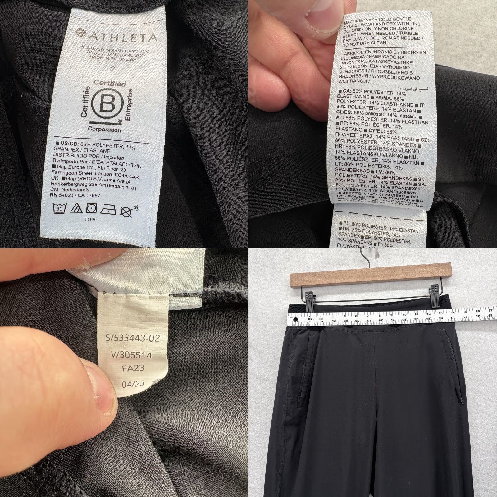 Athleta Athleta Black Jogger Pants Womens 2 Baggy Stretch Pockets Elastic Waist Gym Yoga | 28in Inseam | Tapered Fit Size 26" / US 2 / IT 38 - 8 Thumbnail