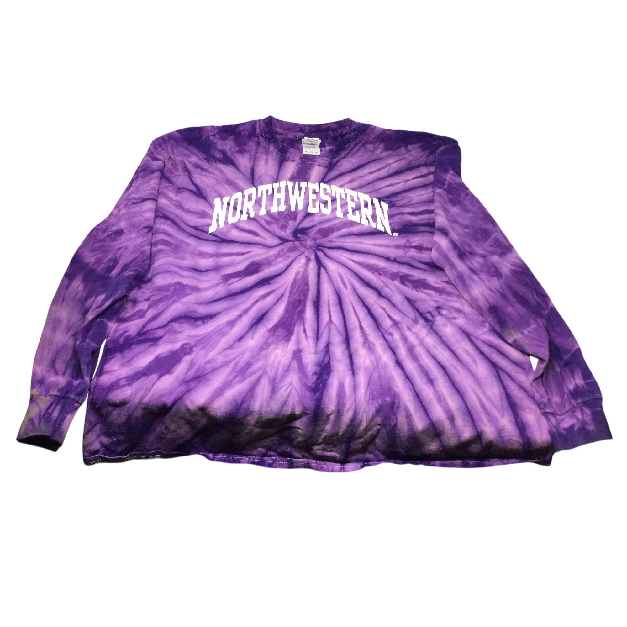 Gildan NORTHWESTERN WOMENS PURPLE TIE DYE LONG SLEEVE SHIRT Size XXL / US 16-18 / IT 52-54 - 1 Thumbnail