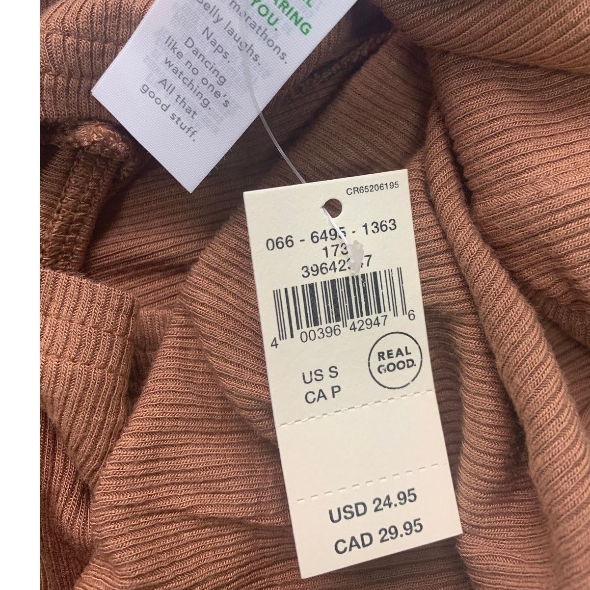 American Eagle Outfitters New Aerie Foldover Waist Stretchy Ribbed Brown Shorts Size 22" - 4 Thumbnail