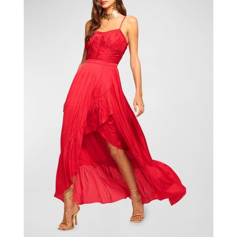 Ramy Brook Ramy Brook Braelyn Shirred Wrap Maxi Dress size 8 in Red Size M / US 6-8 / IT 42-44 - 1 Thumbnail