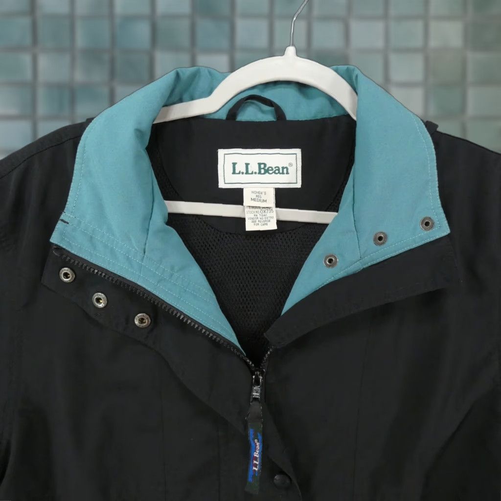 Vintage L.L. Bean Jacket Womens Medium Black Turquoise Hooded Lined Full Zip Size M / US 6-8 / IT 42-44 - 1 Thumbnail