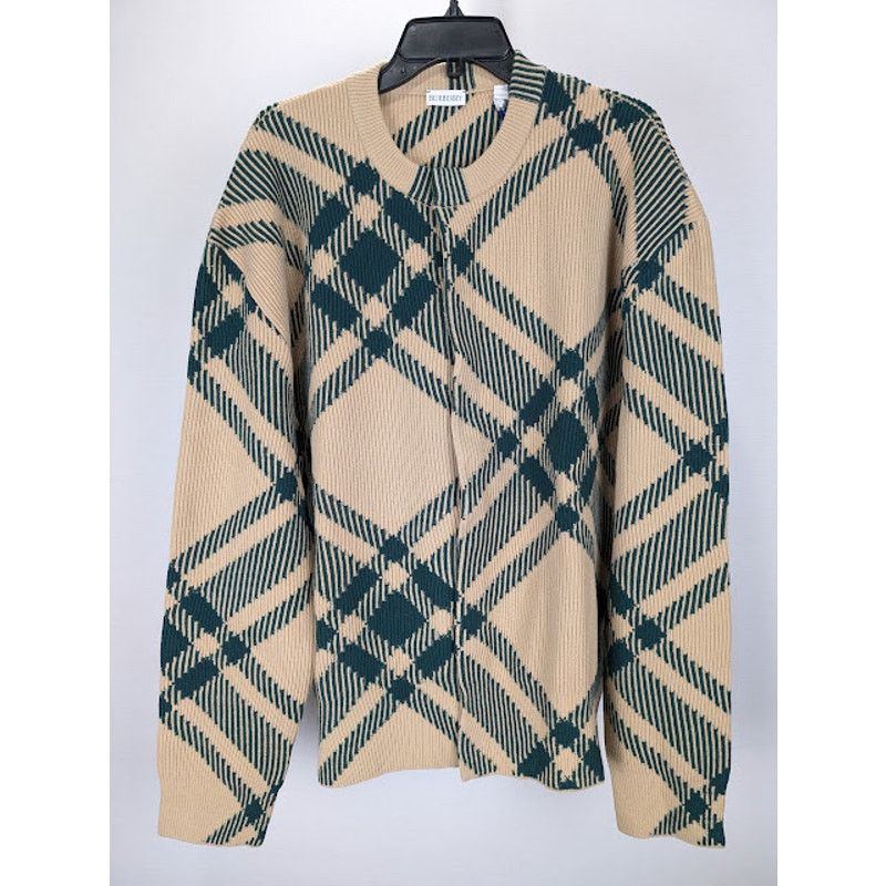 Burberry o1rshd1 Checked Cardigan in Beige/Green Size US XL / EU 56 / 4 - 2 Thumbnail