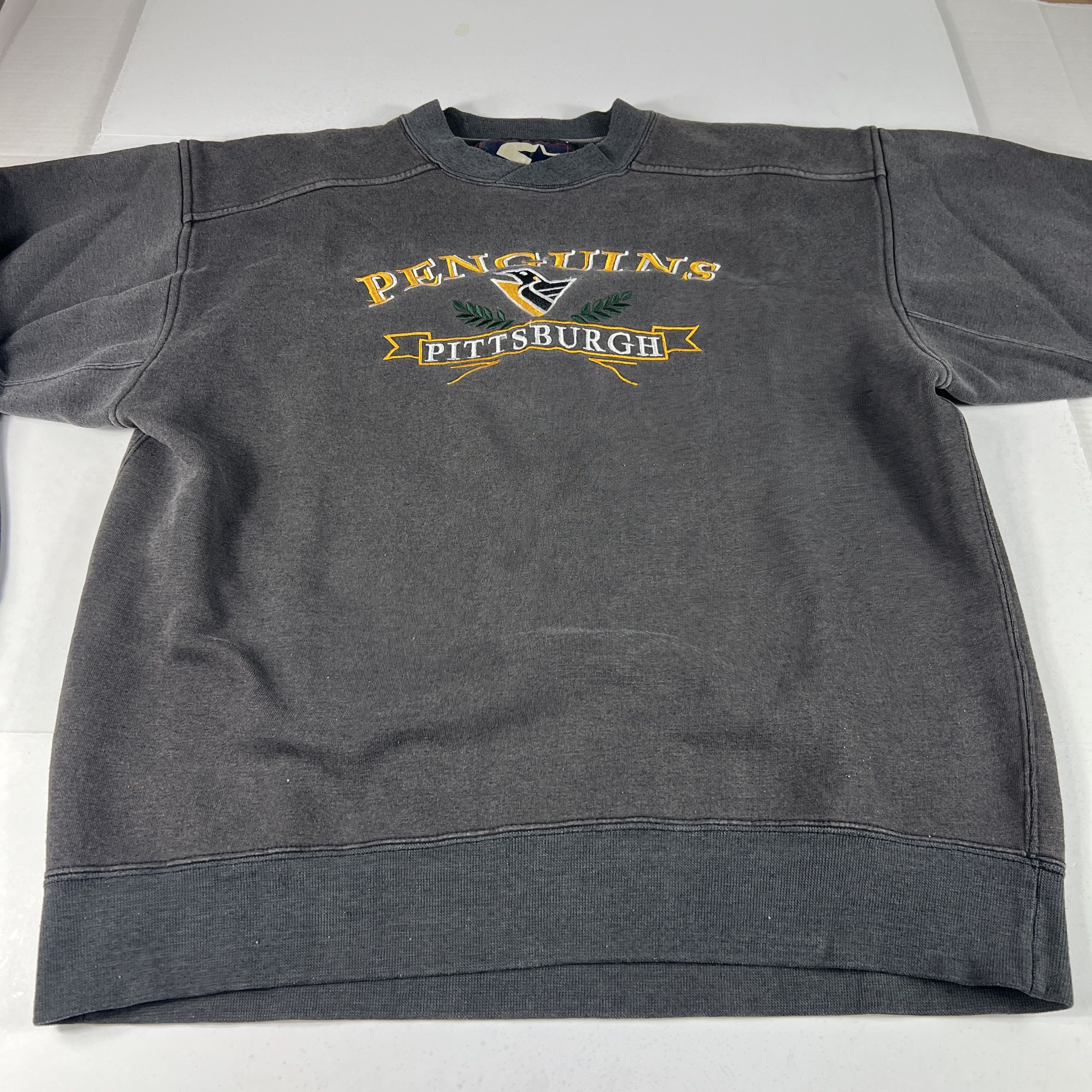 NHL × Starter × Vintage VTG Starter NHL Pittsburgh Penguins Sweater Faded Crewneck Size US M / EU 48-50 / 2 - 5 Thumbnail