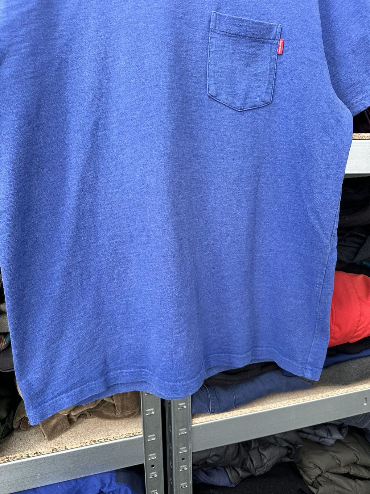 Supreme Supreme Pocket T-Shirt Red Box Logo Blue Faded Y2K Basic Tee Size US L / EU 52-54 / 3 - 4 Thumbnail