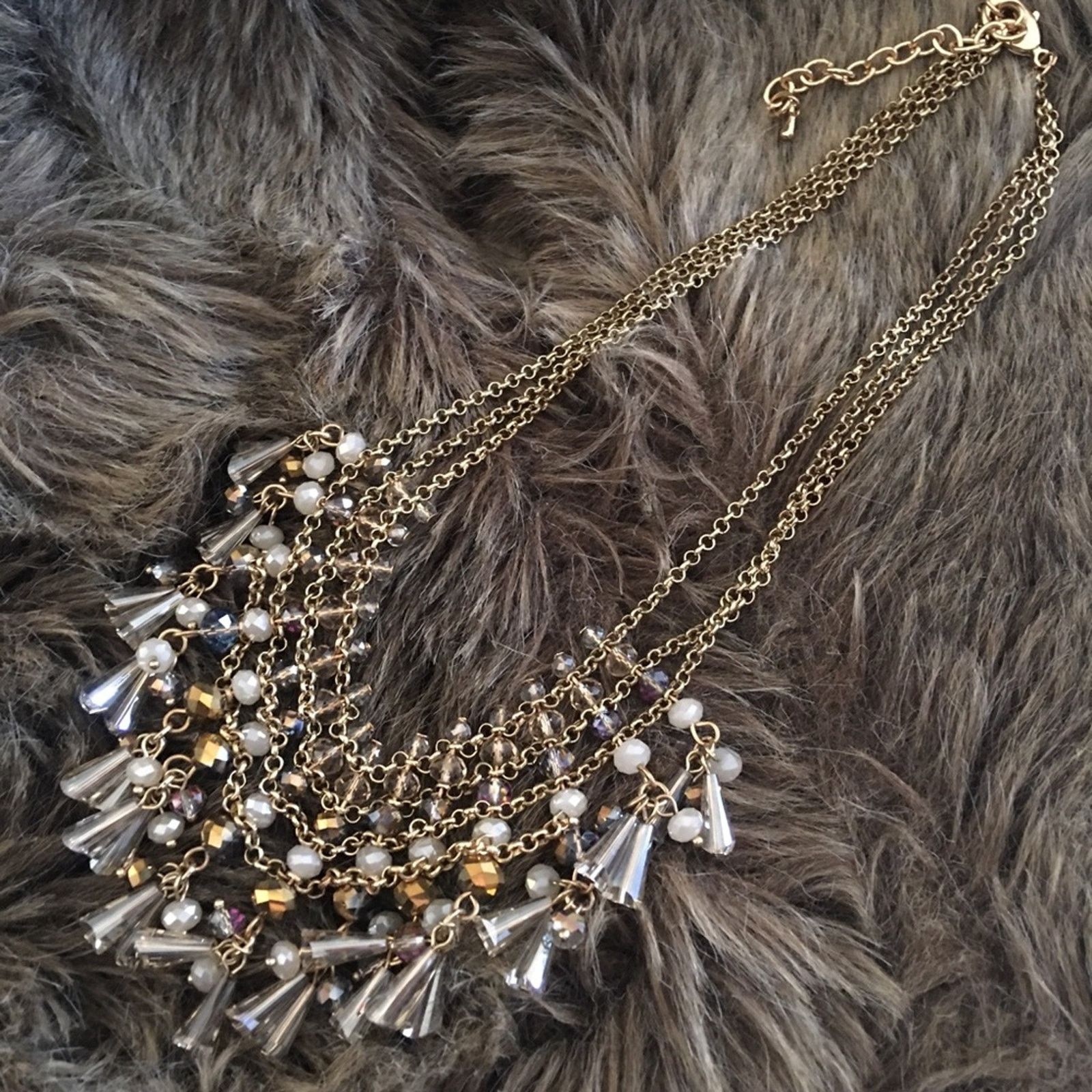 Jewelry Multi tone faceted glass stone bib necklace Size ONE SIZE - 6 Thumbnail