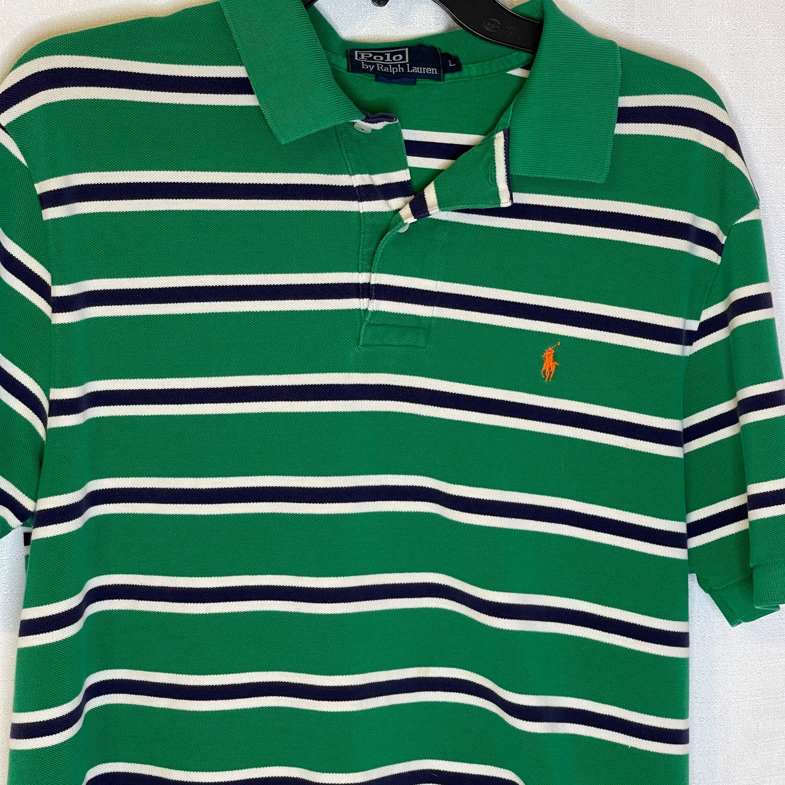 Polo Ralph Lauren Polo by Ralph Lauren Green Striped Classic Polo Golf Shirt L Size US L / EU 52-54 / 3 - 3 Thumbnail