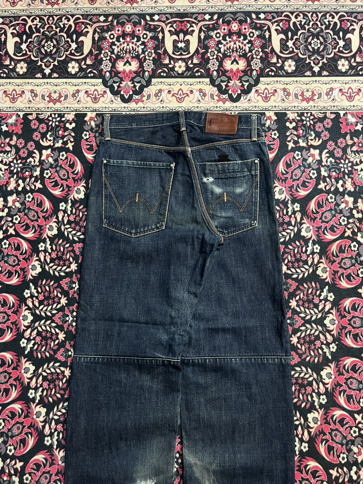 Edwin Vintage Edwin E Function Dark Blue Washed Distressed Jeans Size US 29 - 6 Thumbnail