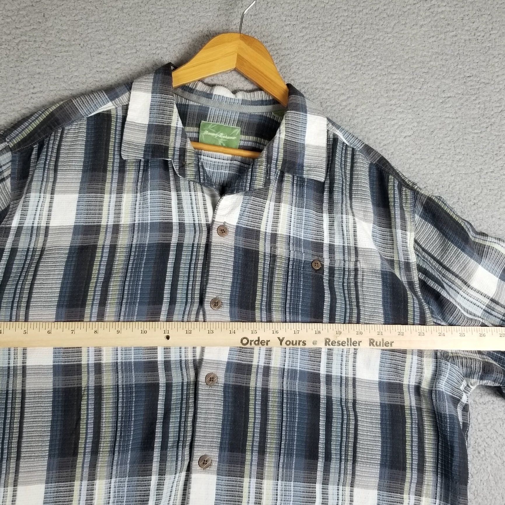 Tommy Bahama TOMMY BAHAMA Silk Camp Shirt Blue Plaid Short Sleeve XL Relaxed Fit Aloha Mens Size US XL / EU 56 / 4 - 6 Thumbnail