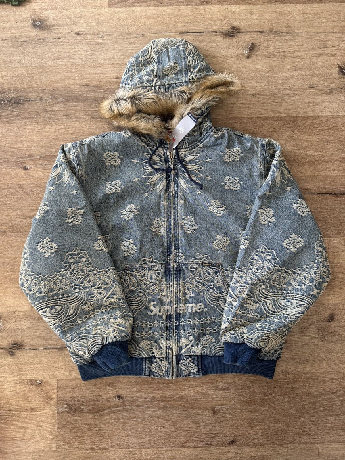 Supreme Supreme Bandana Jacquard Denim Hooded Work Jacket