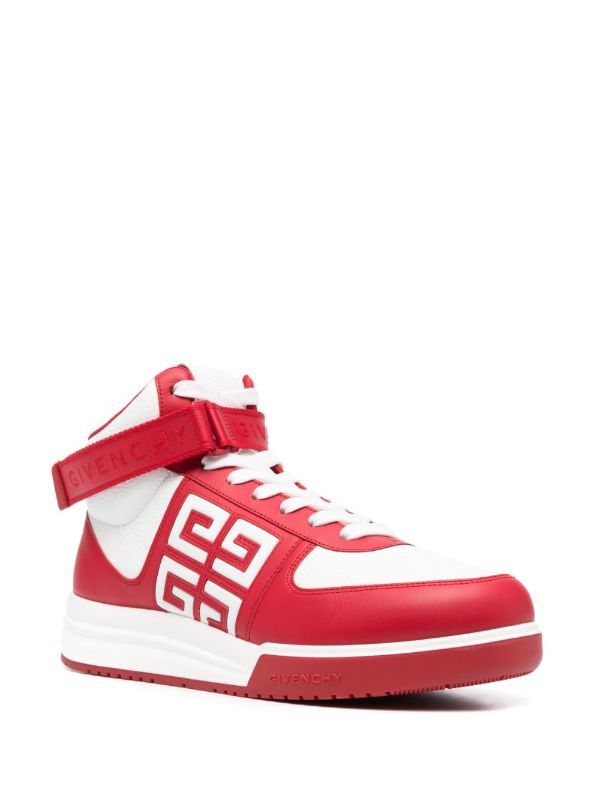 Givenchy o1loc1c0924 Logo High-Top Sneakers in White/Red Size US 12 / EU 45 - 2 Thumbnail