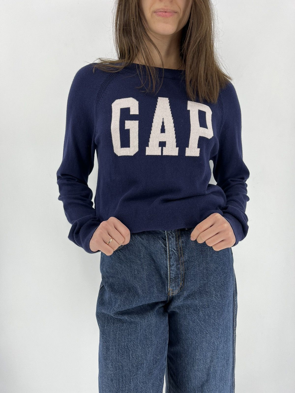 Gap × Vintage Lambswool Sweater Crewneck Pullover GAP Womens Small Navy Size S / US 4 / IT 40 - 5 Thumbnail