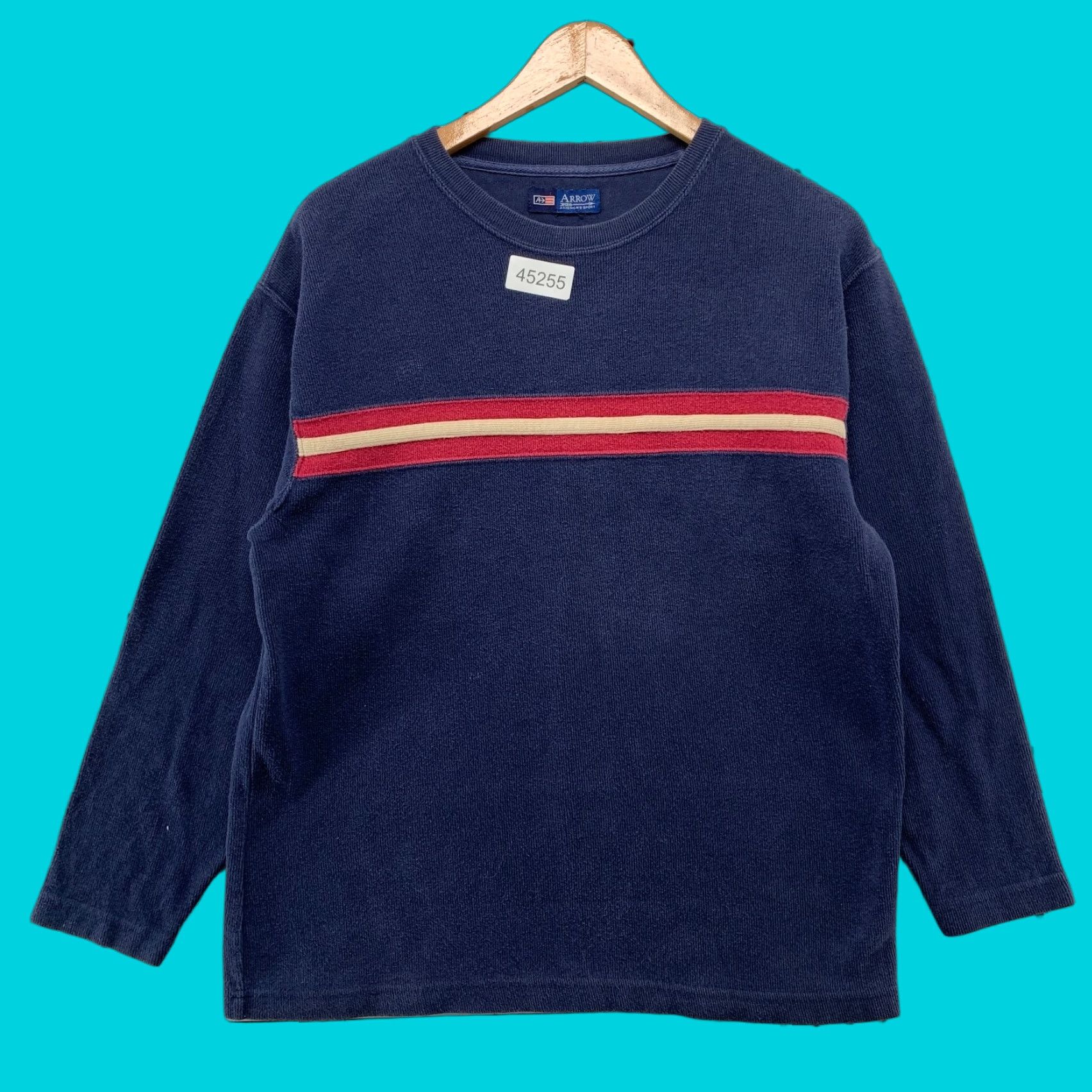 Arrow VINTAGE Arrow Sweater Mens M Blue Red Striped Y2K Mall Punk Skate Goth Pullover Crew Neck Long Sleeve Winter Fall Knit Fleece Size US M / EU 48-50 / 2 - 1 Thumbnail