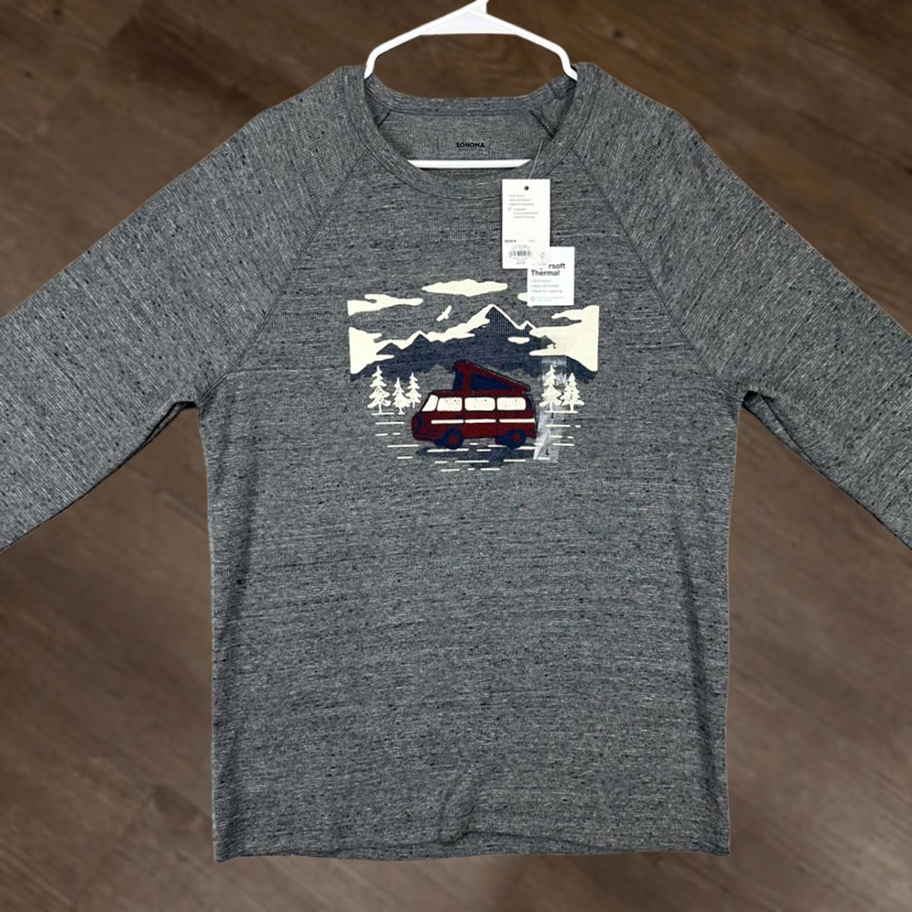 Vintage SONOMA Thermal Sweater Adult Large Grey Waffle Knit Crewneck Pullover Mens NEW Size US L / EU 52-54 / 3 - 1 Thumbnail
