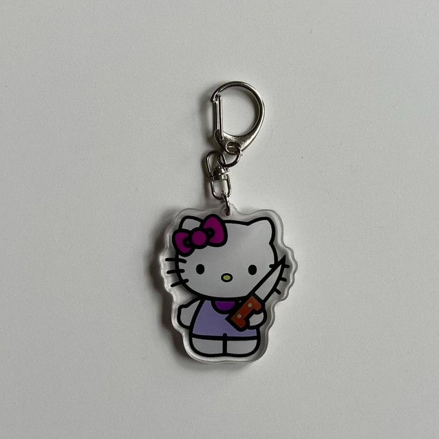 Silver Y2K 2000s super cute hello kitty Halloween keychain | Grailed