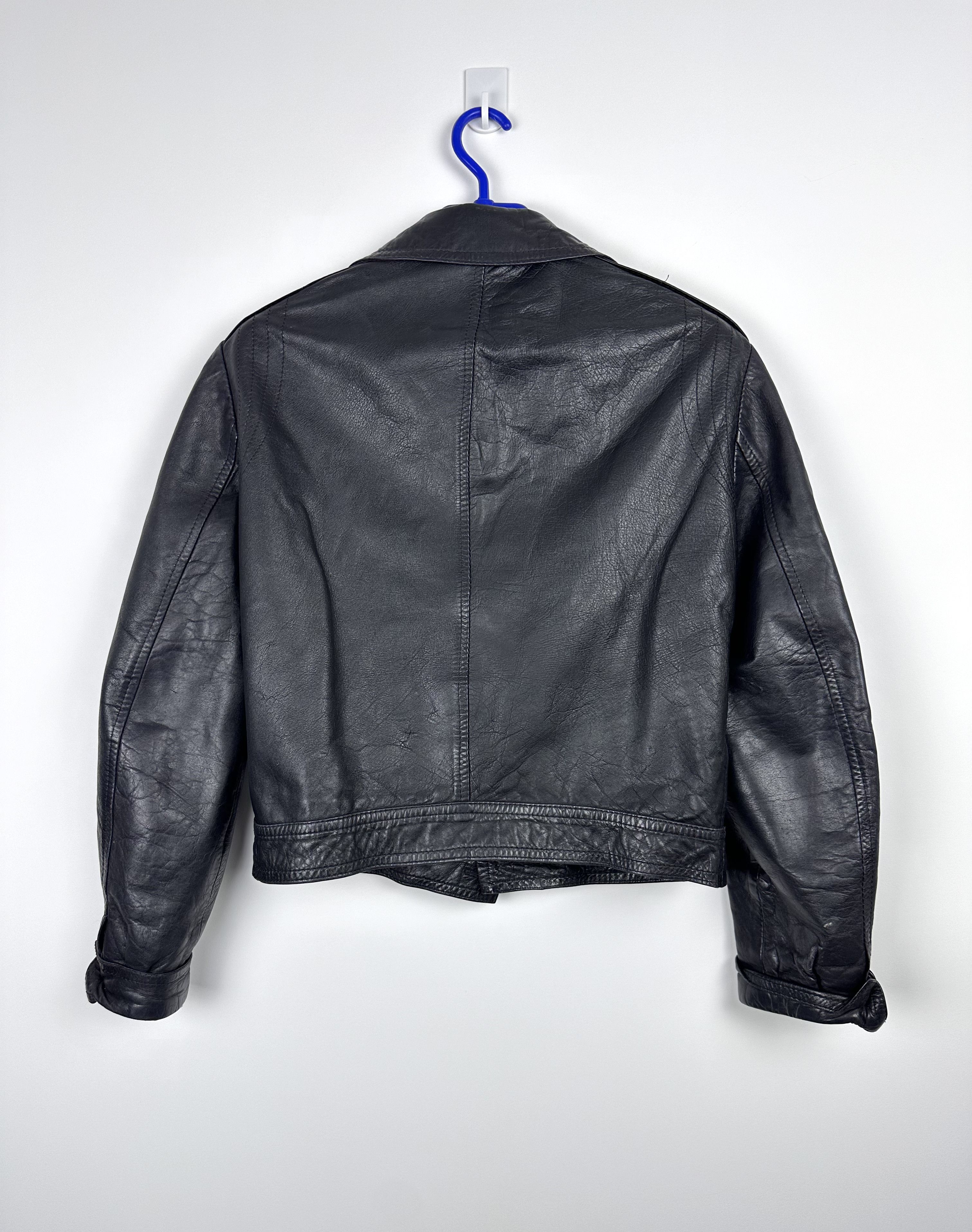 Leather Vintage women's leather jacket retro biker Size M / US 6-8 / IT 42-44 - 7 Thumbnail