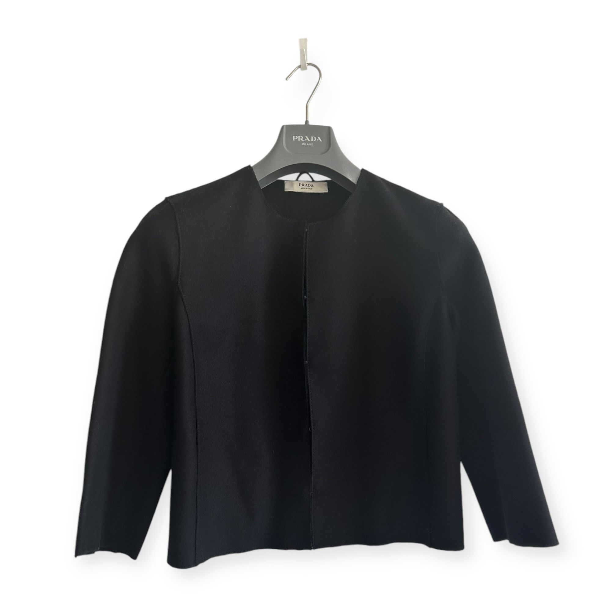 Prada Prada Archival F/W 2005 Runway Black Wool Collarless Jacket Size M / US 6-8 / IT 42-44 - 1 Thumbnail