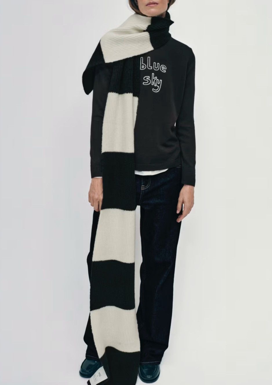 Bella Freud Striped wool mohair b&w Xlong scarf Size ONE SIZE - 1 Thumbnail