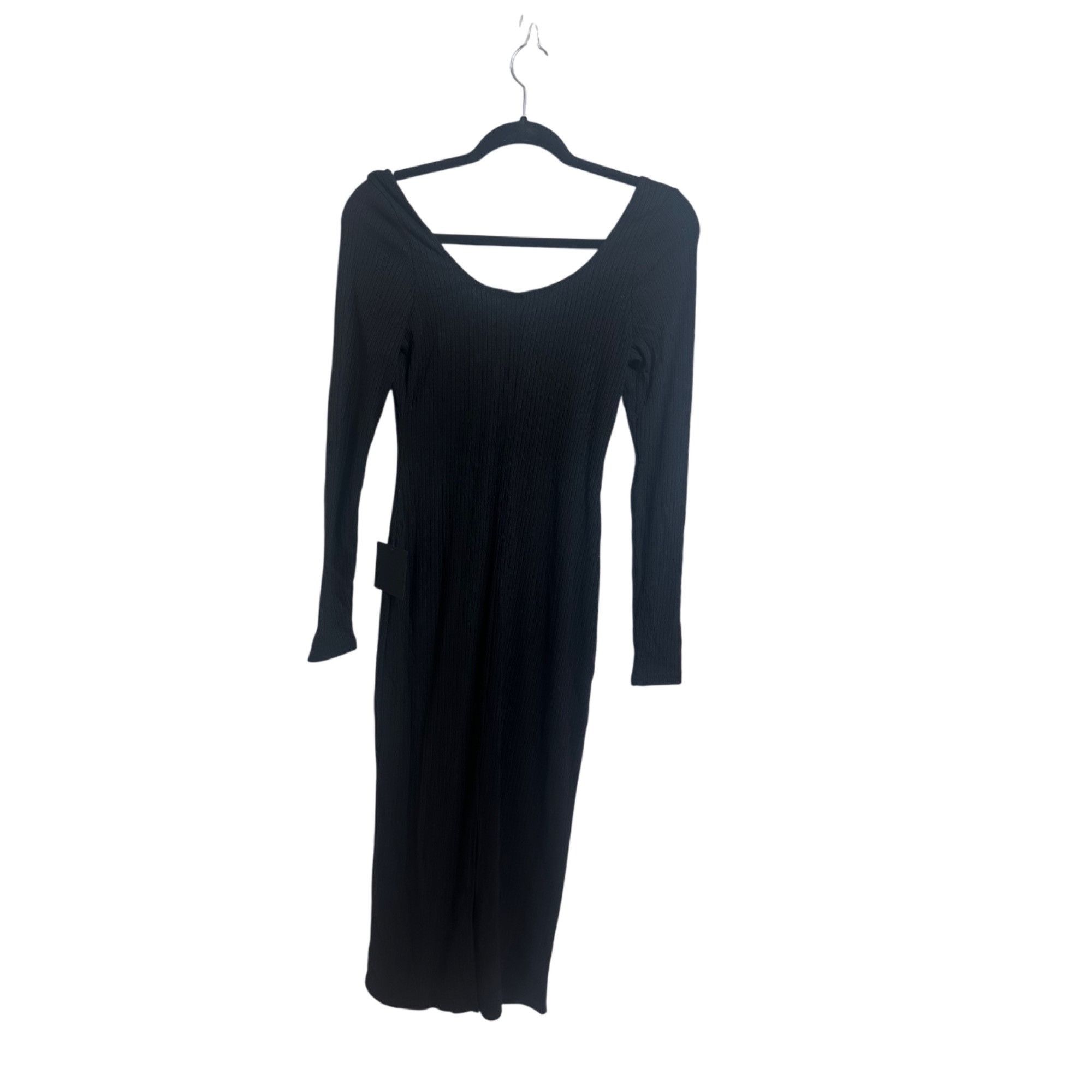 Lulus Lulus Ribbed Long Sleeve Black Midi Dress Size Medium NWT Size M / US 6-8 / IT 42-44 - 5 Thumbnail