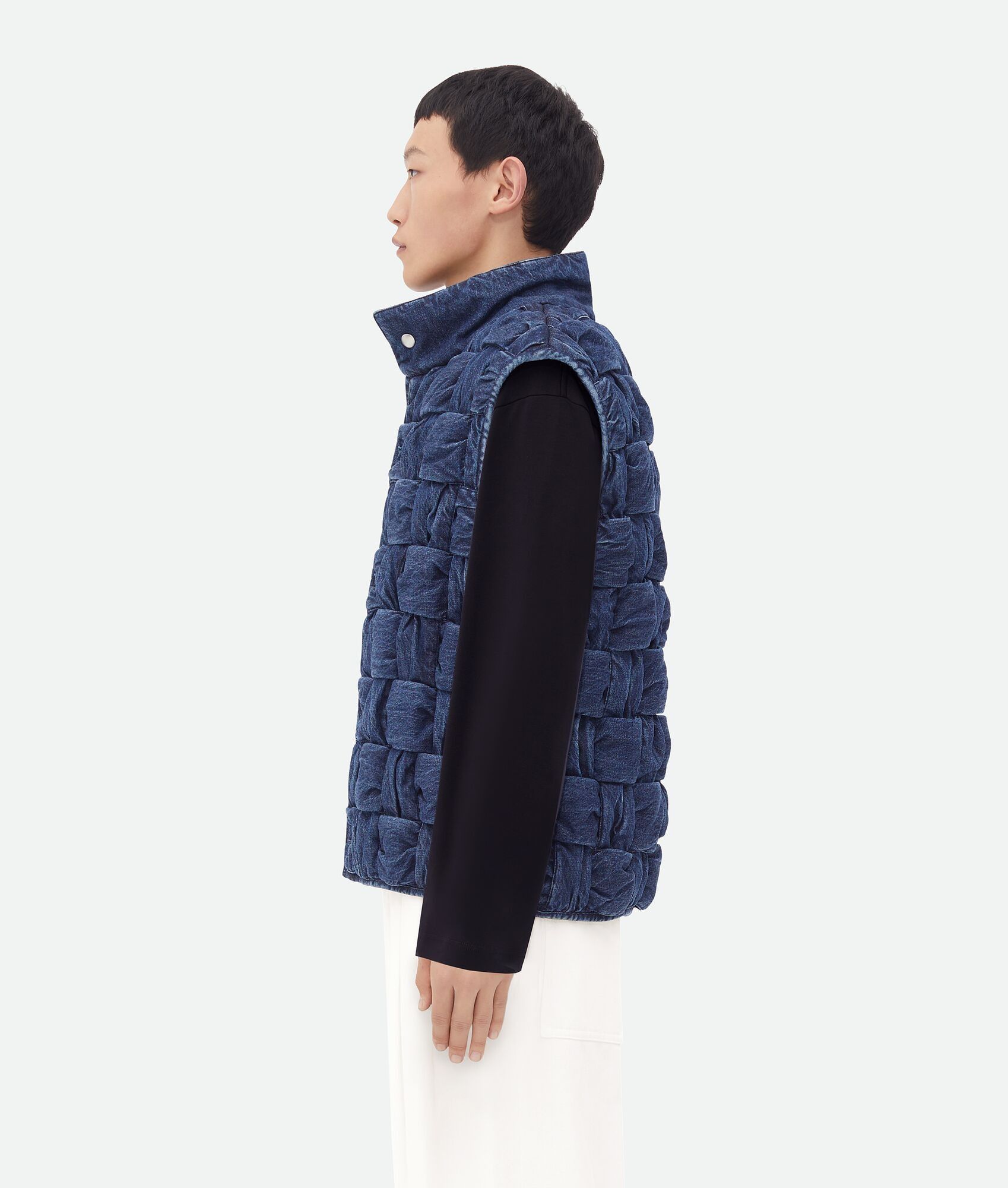 Bottega Veneta o1loc1c0325 778442 Intrecciato Denim Gilet in Indigo Blue Size US S / EU 44-46 / 1 - 2 Thumbnail