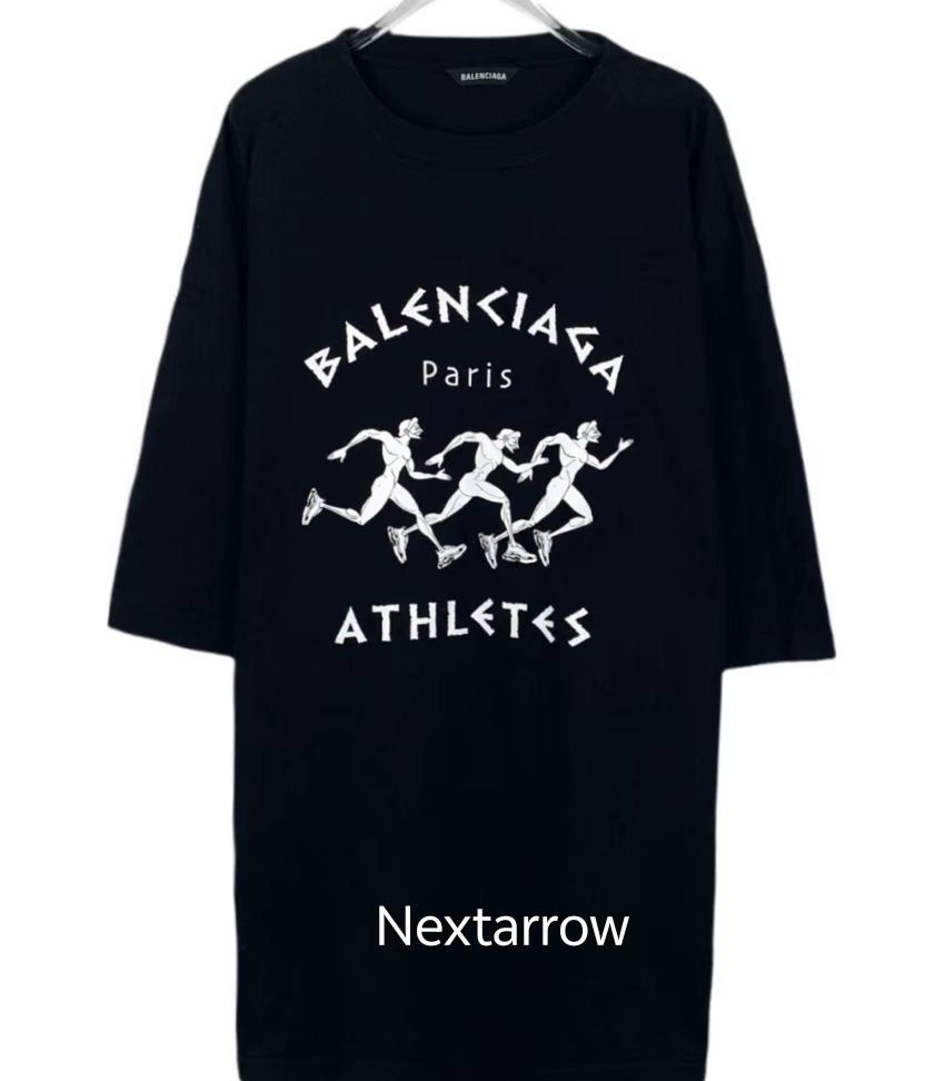 Balenciaga Balenciaga logo marathon print round neck black cotton shor Size US XL / EU 56 / 4 - 1 Thumbnail